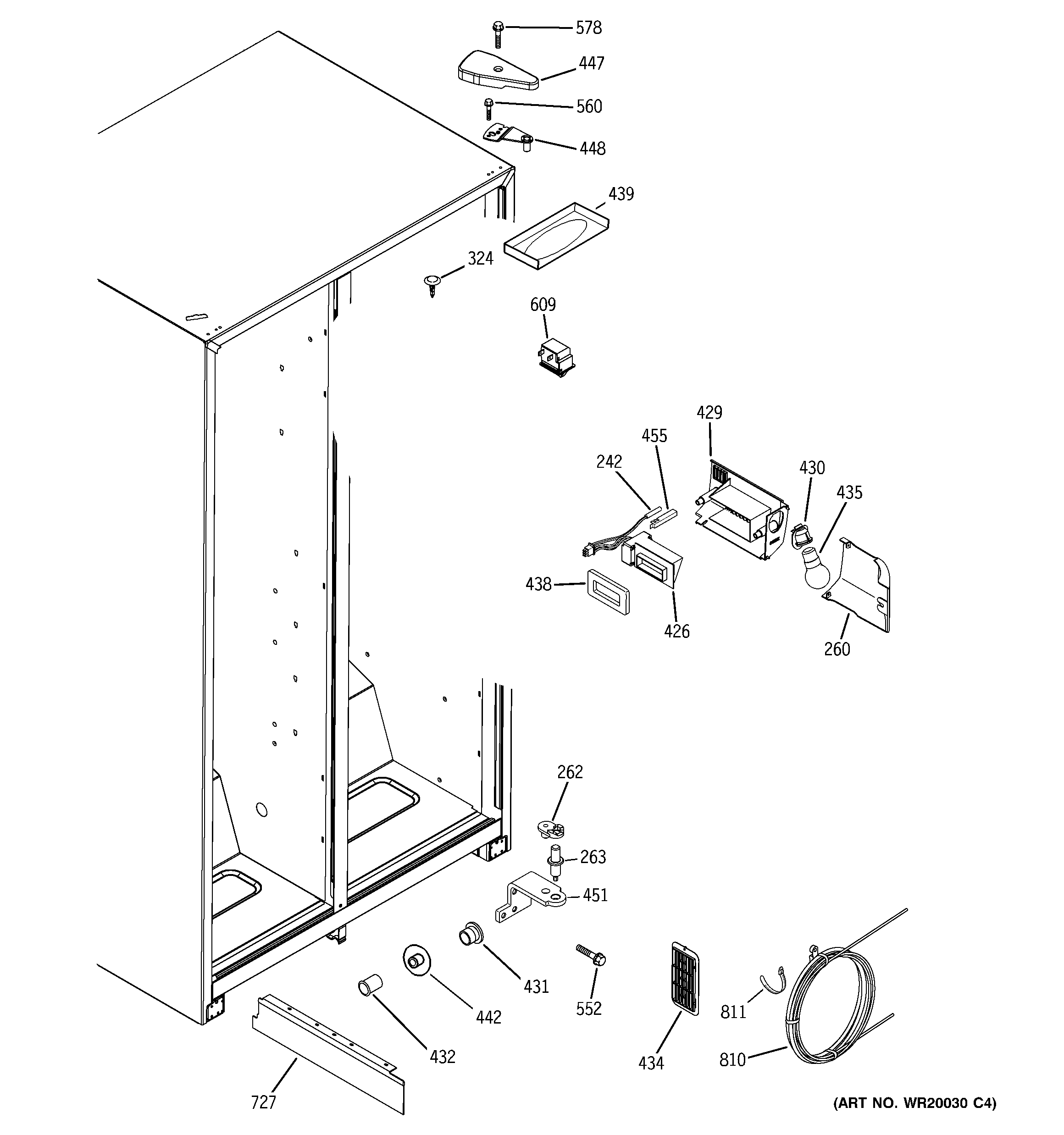 GE GSE20IETAFBB fresh food section diagram