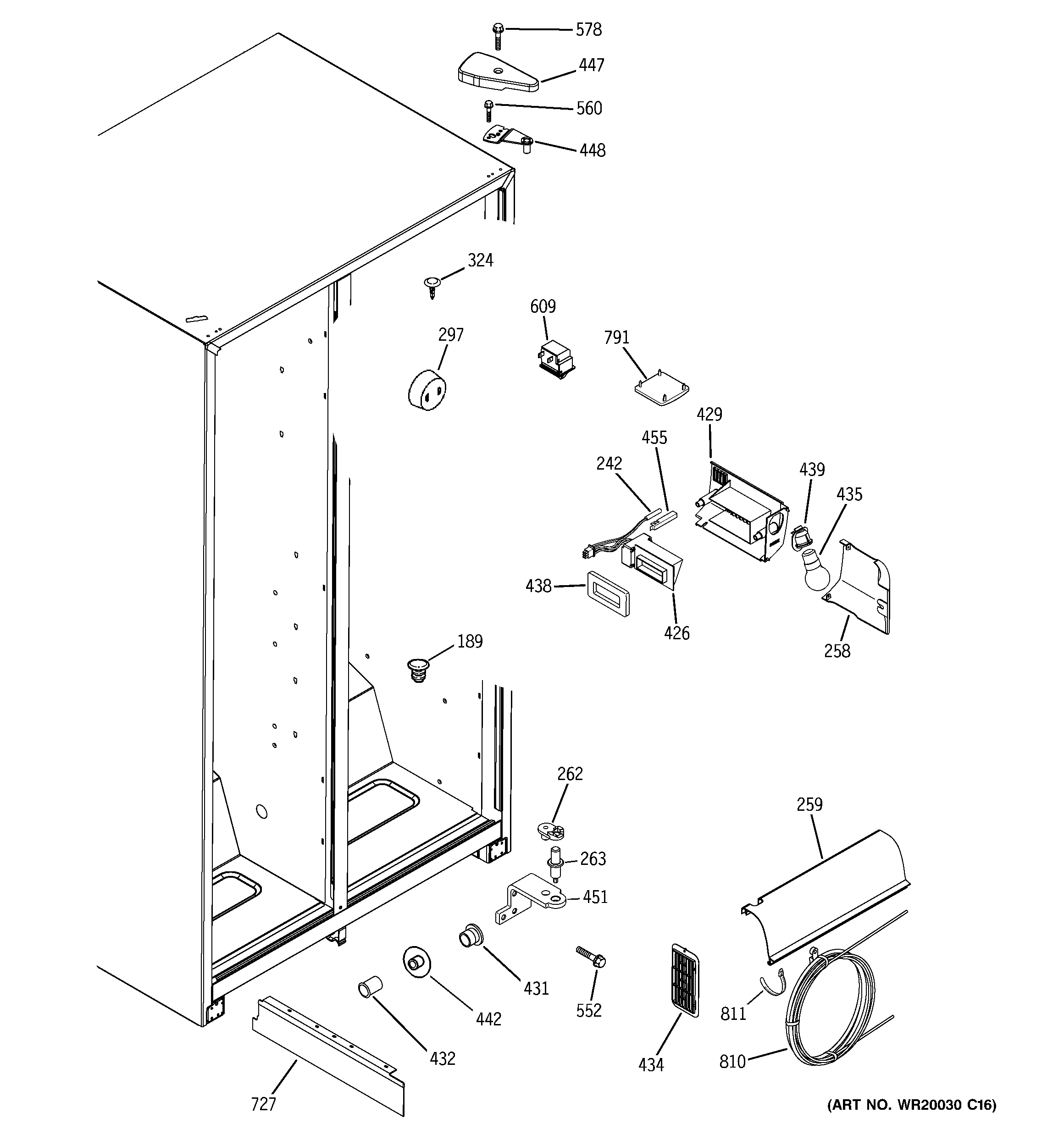 GE GSE22KETAFBB fresh food section diagram