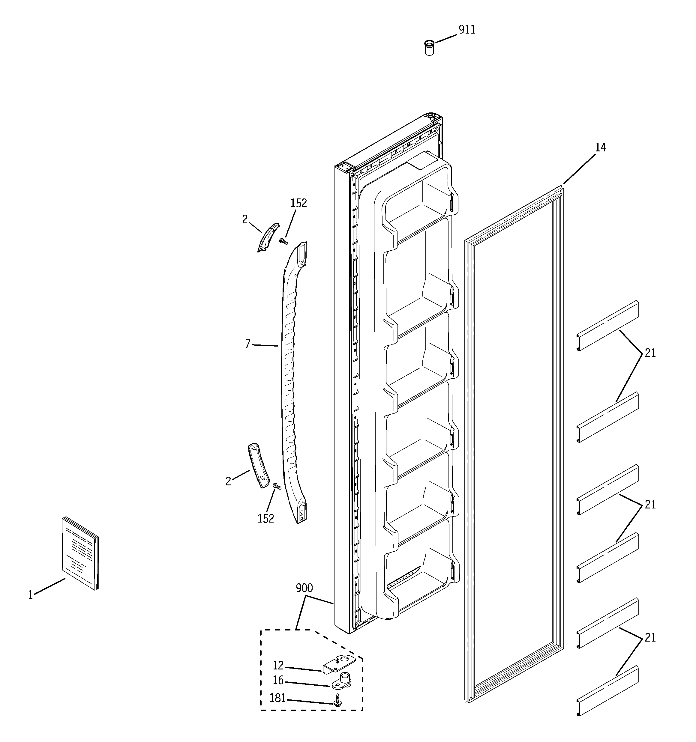 GE GSS20DBTACC freezer door diagram