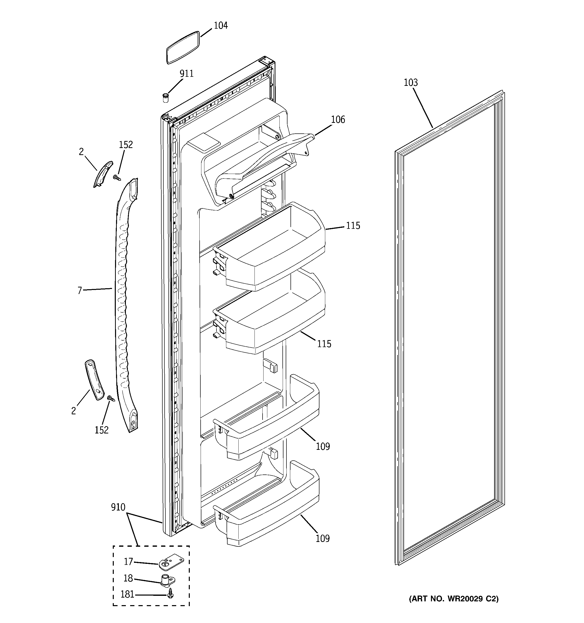 GE GSS20DBTACC fresh food door diagram