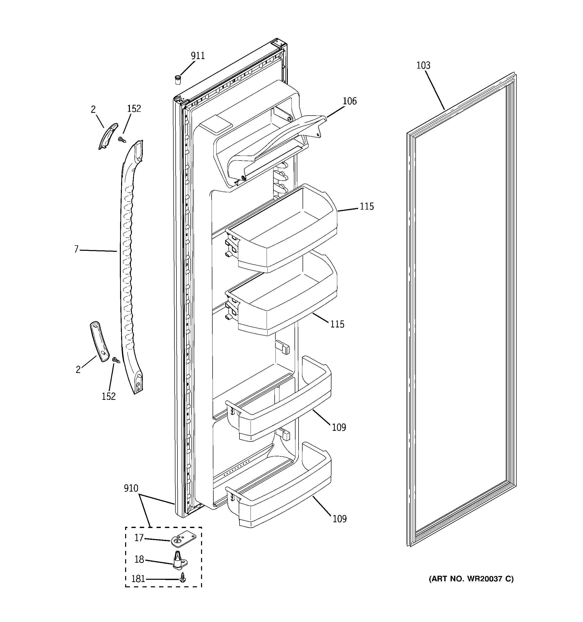 GE GSS20IETACC fresh food door diagram