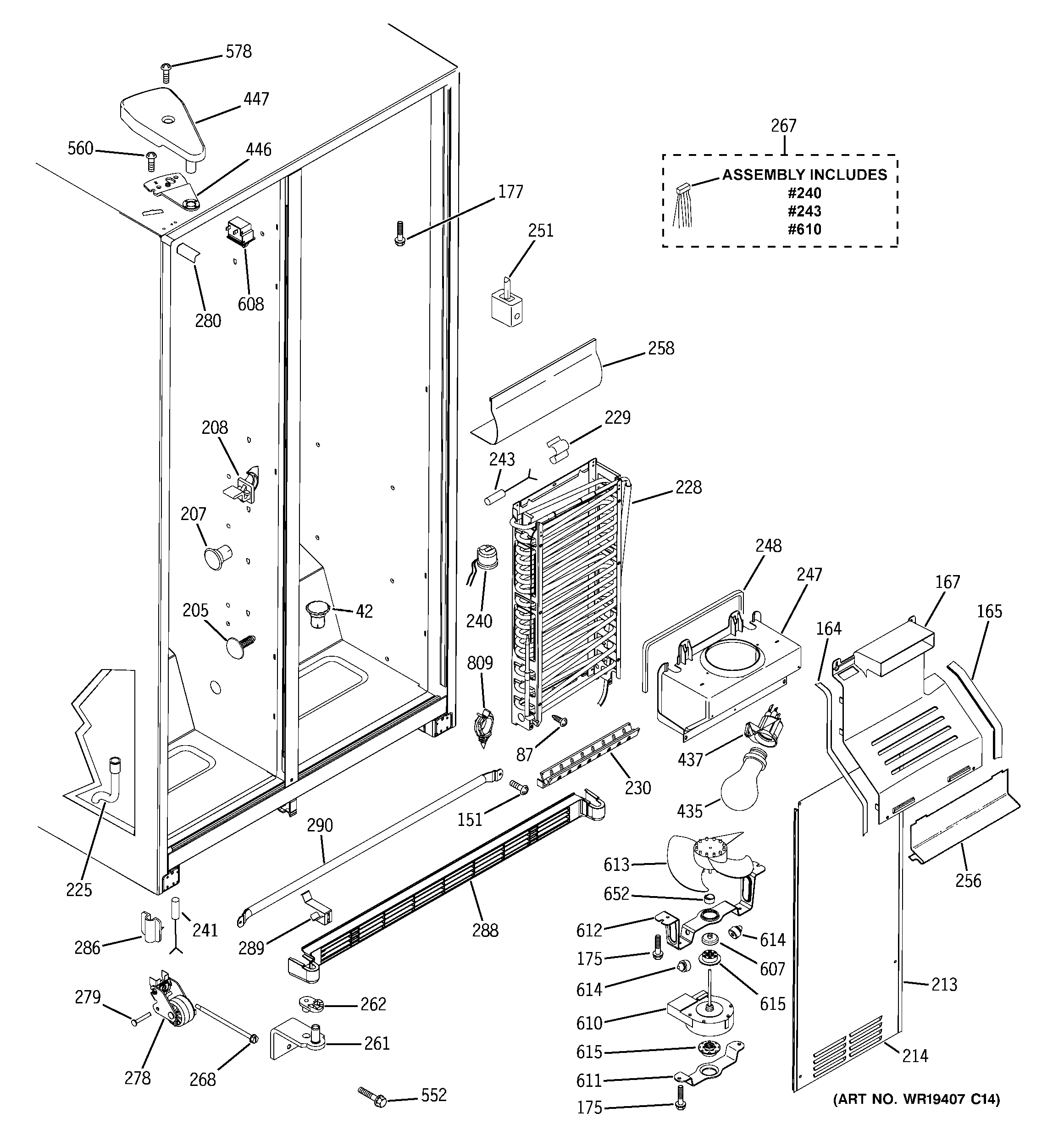 GE GSS20IETACC freezer section diagram