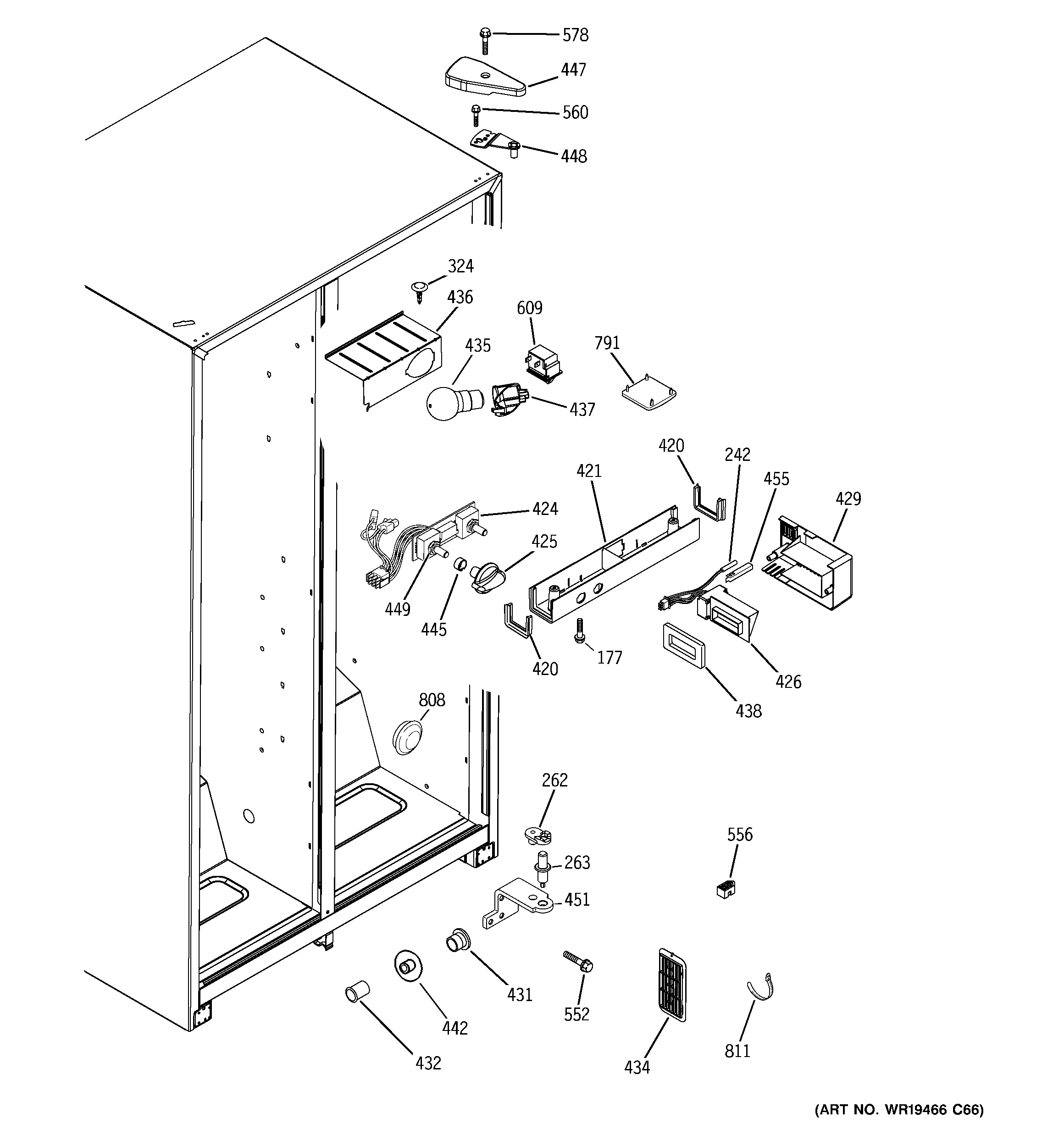GE GSS22IBTAWW fresh food section diagram