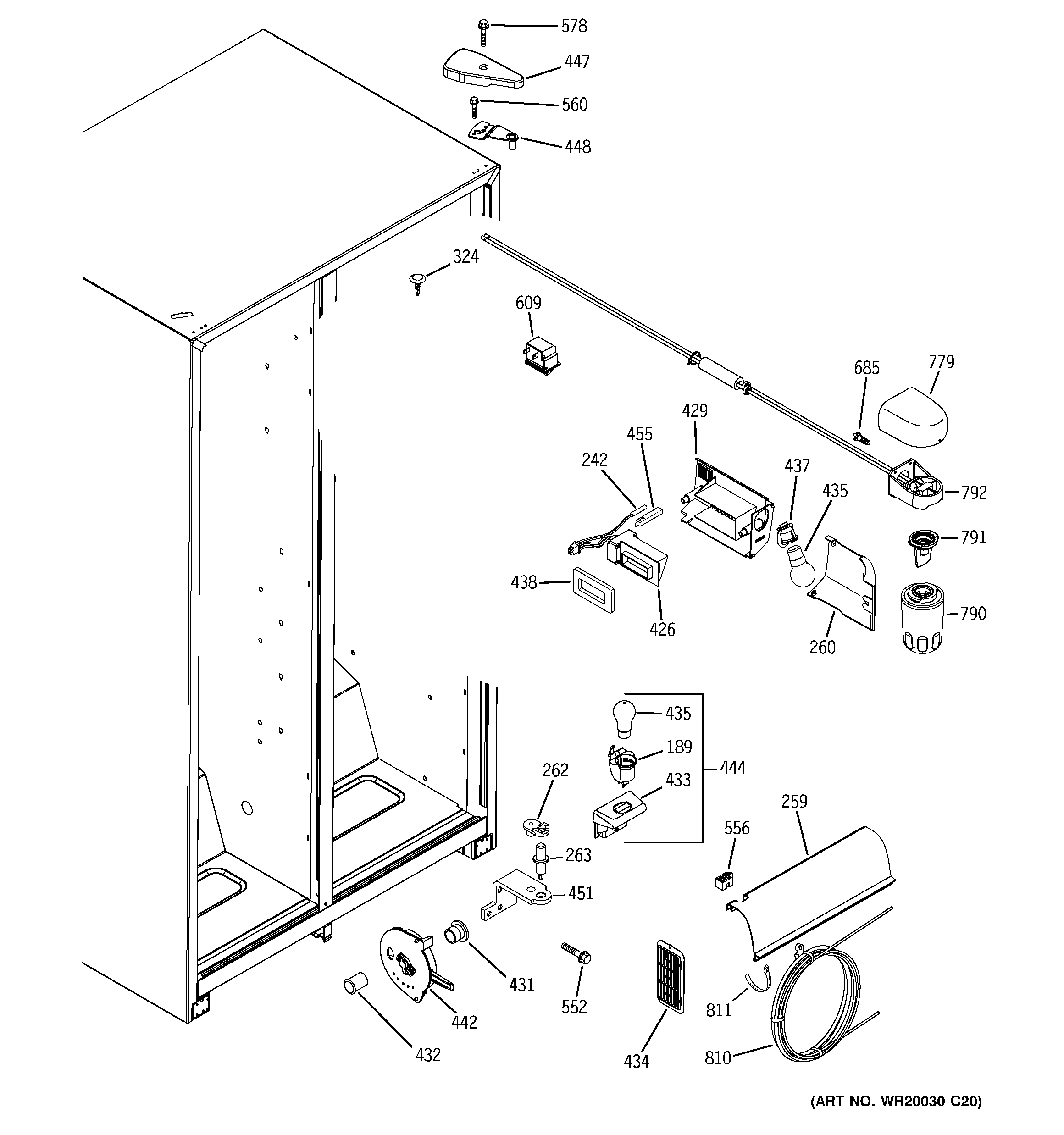 GE BSS25JSTASS fresh food section diagram