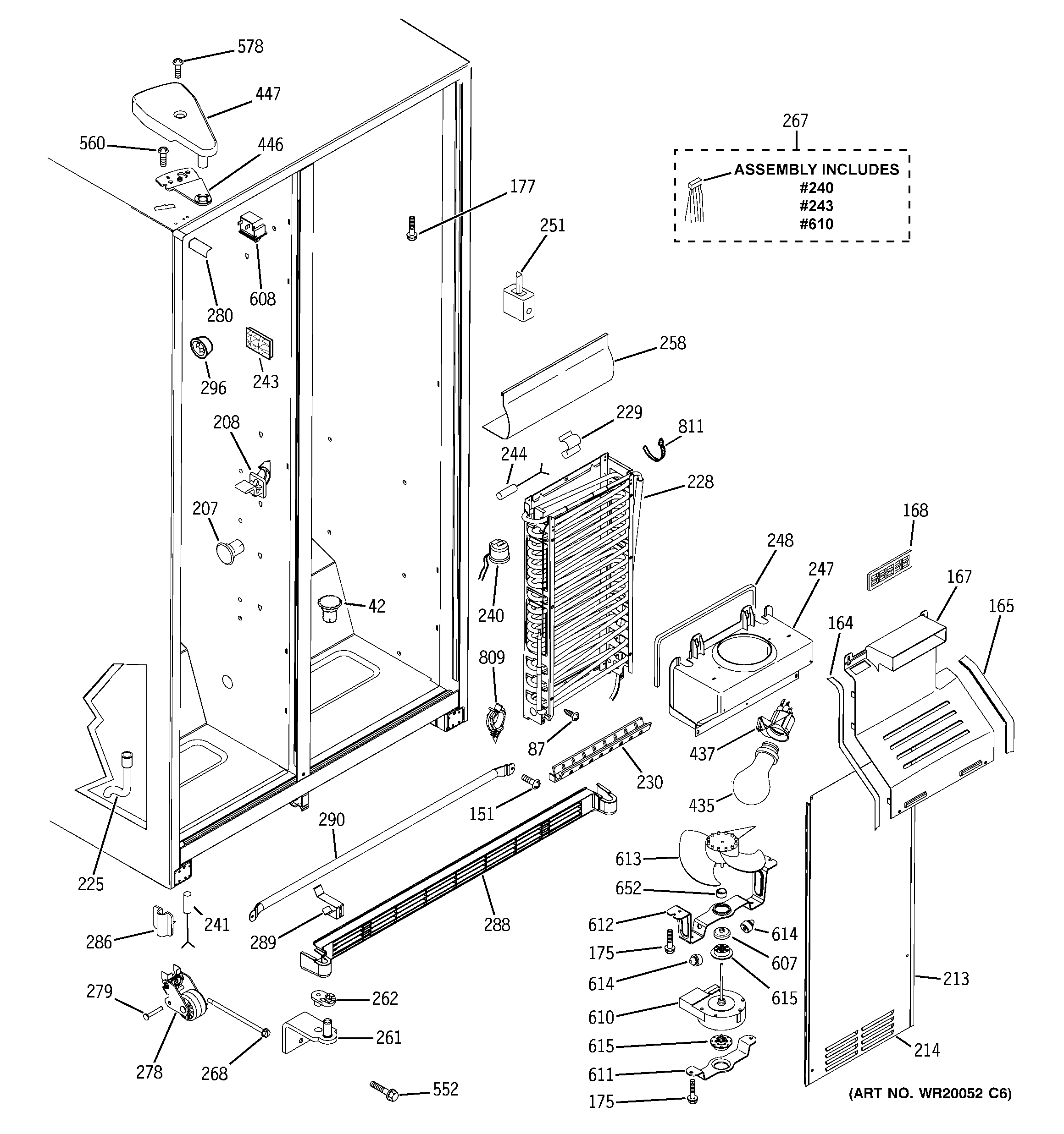 GE GSE20IBTAFBB freezer section diagram
