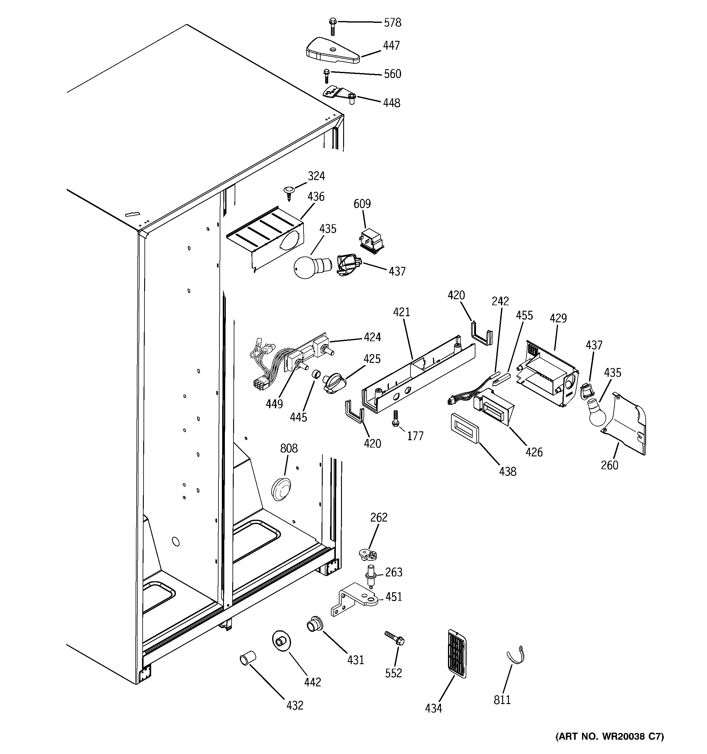 GE GSS20IBTAWW fresh food section diagram