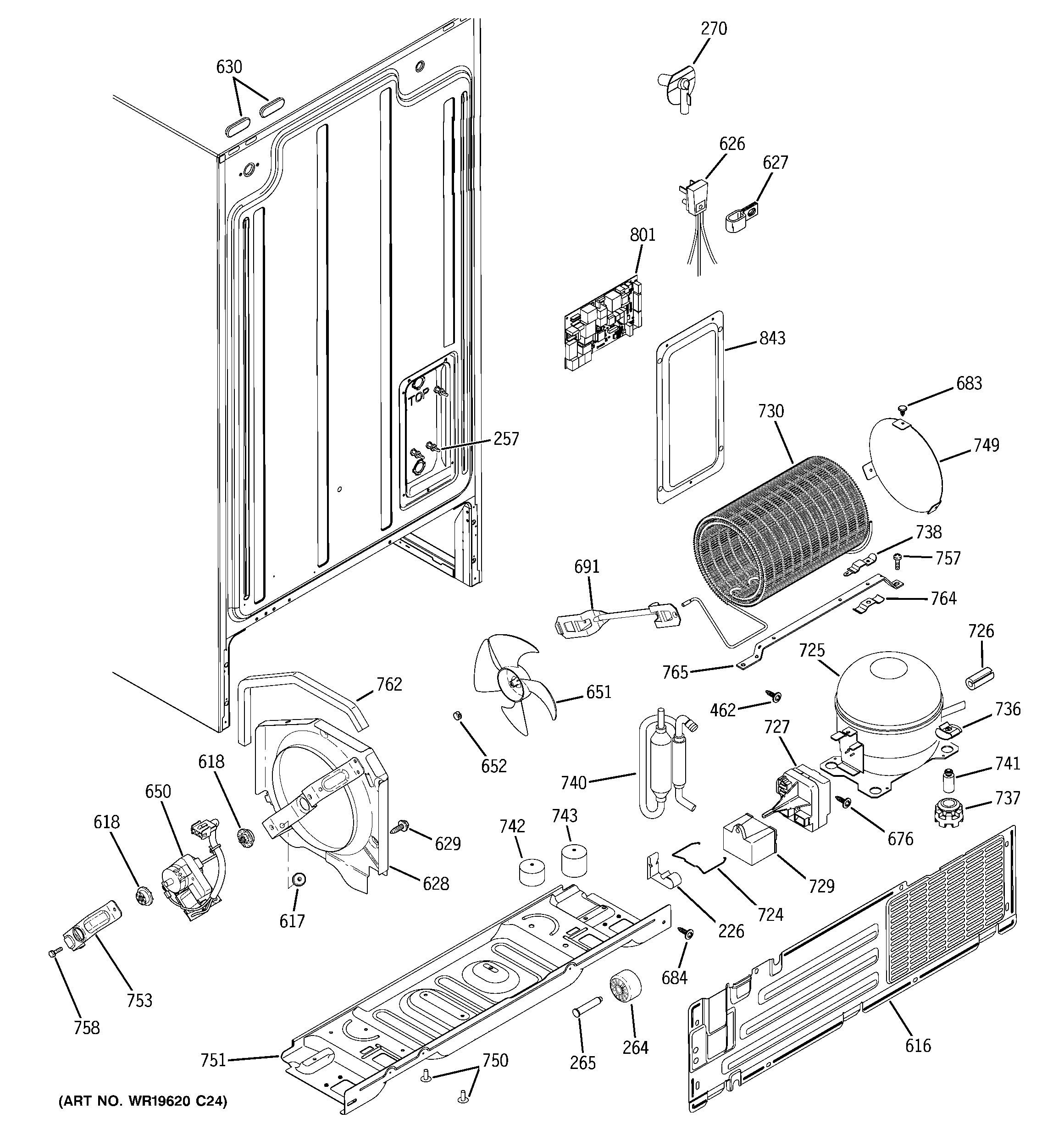 GE GSS20IBTAWW sealed system & mother board diagram