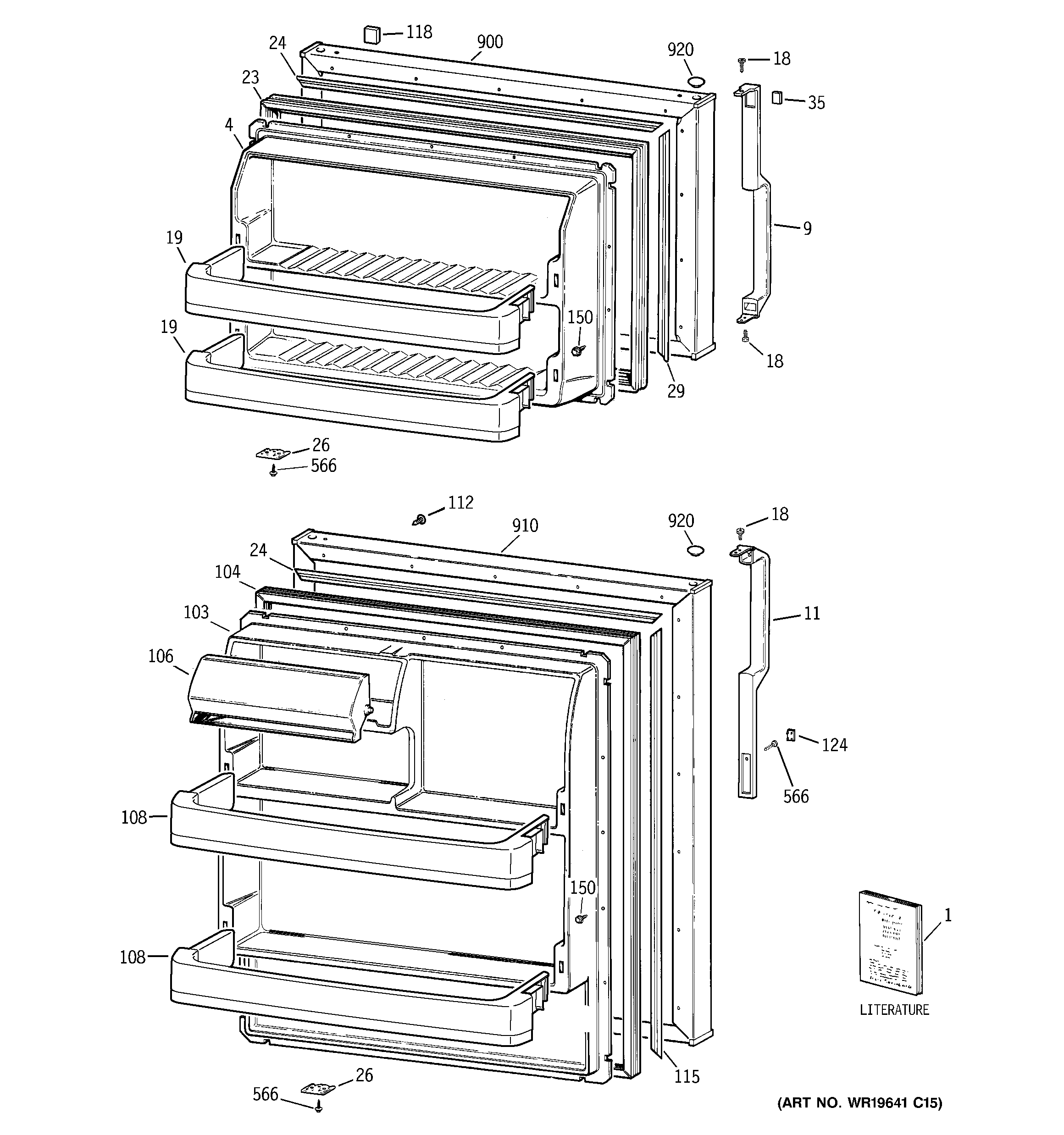 GE GTE16BBSKRWW doors diagram