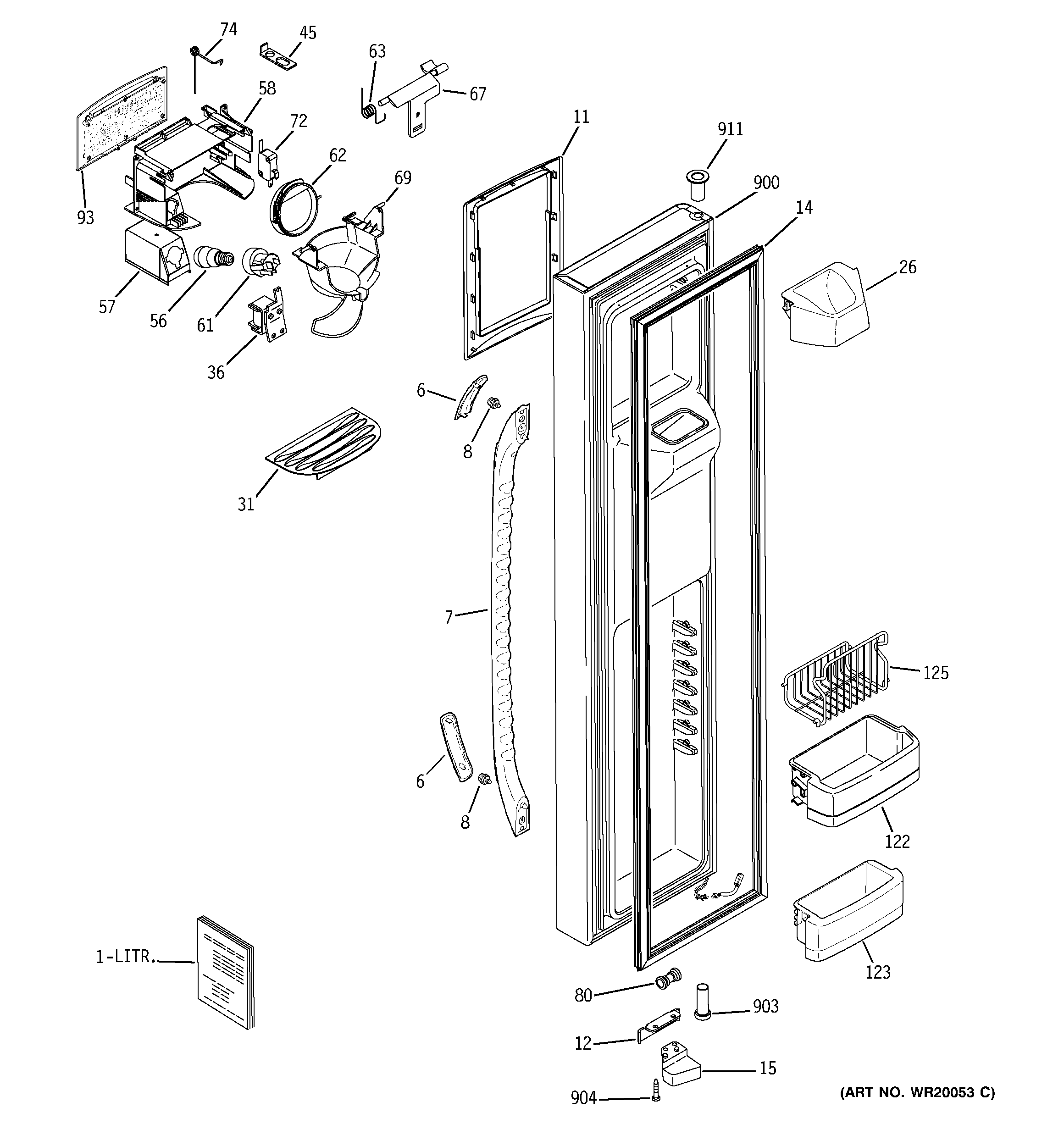 GE GSS25LGTACC freezer door diagram