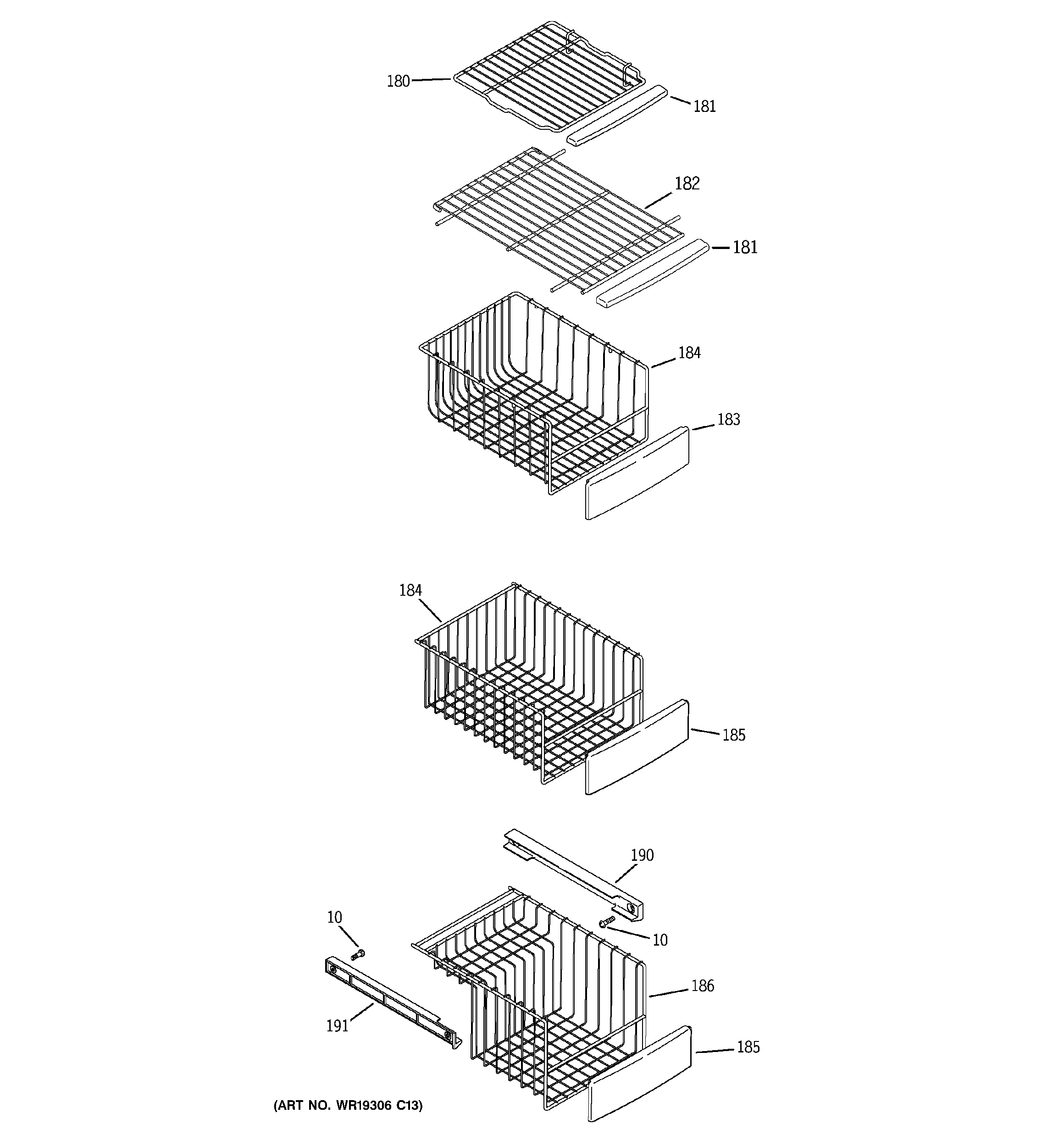 GE GSS25LGTACC freezer shelves diagram