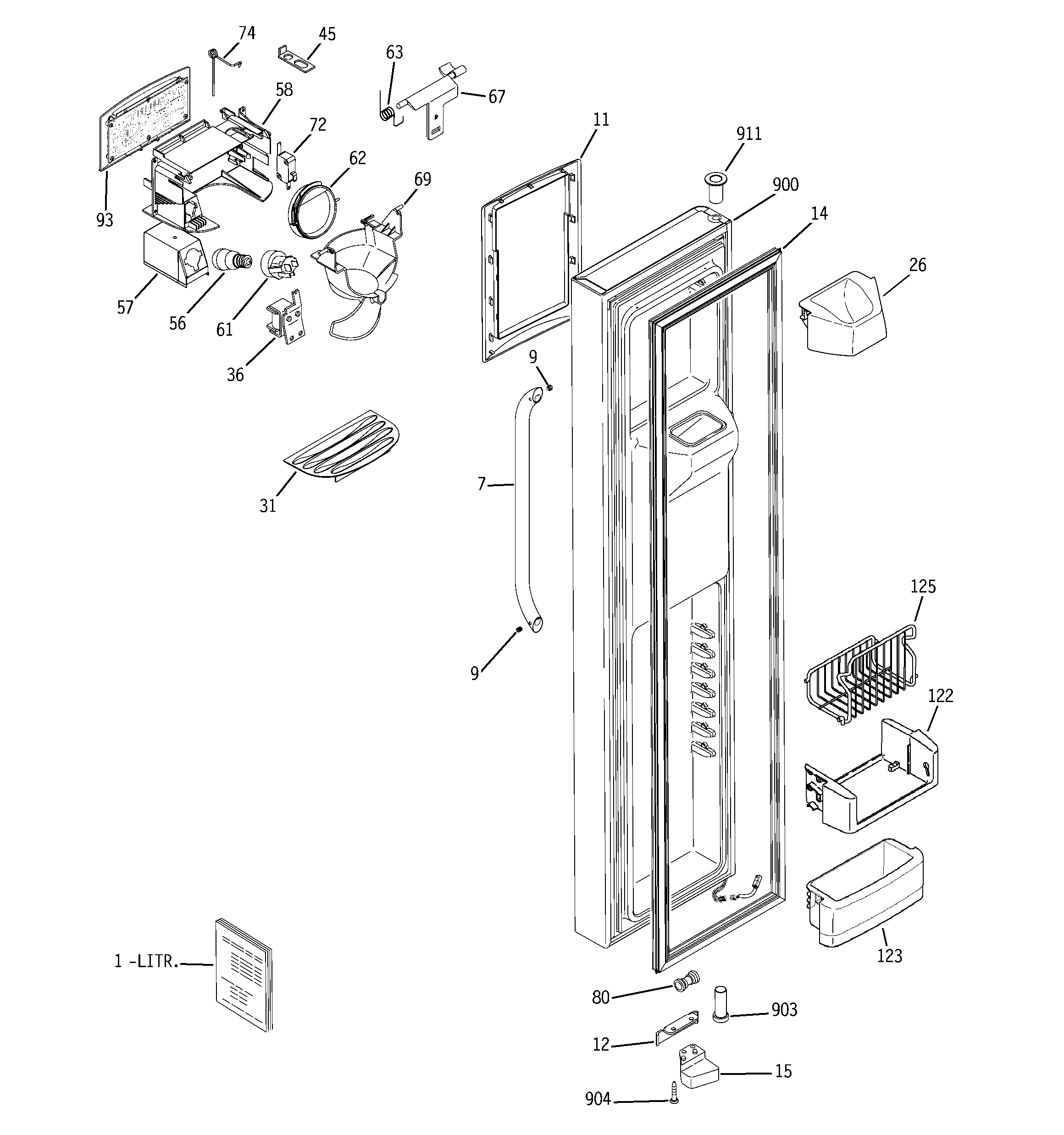 GE GSS25LSTASS freezer door diagram