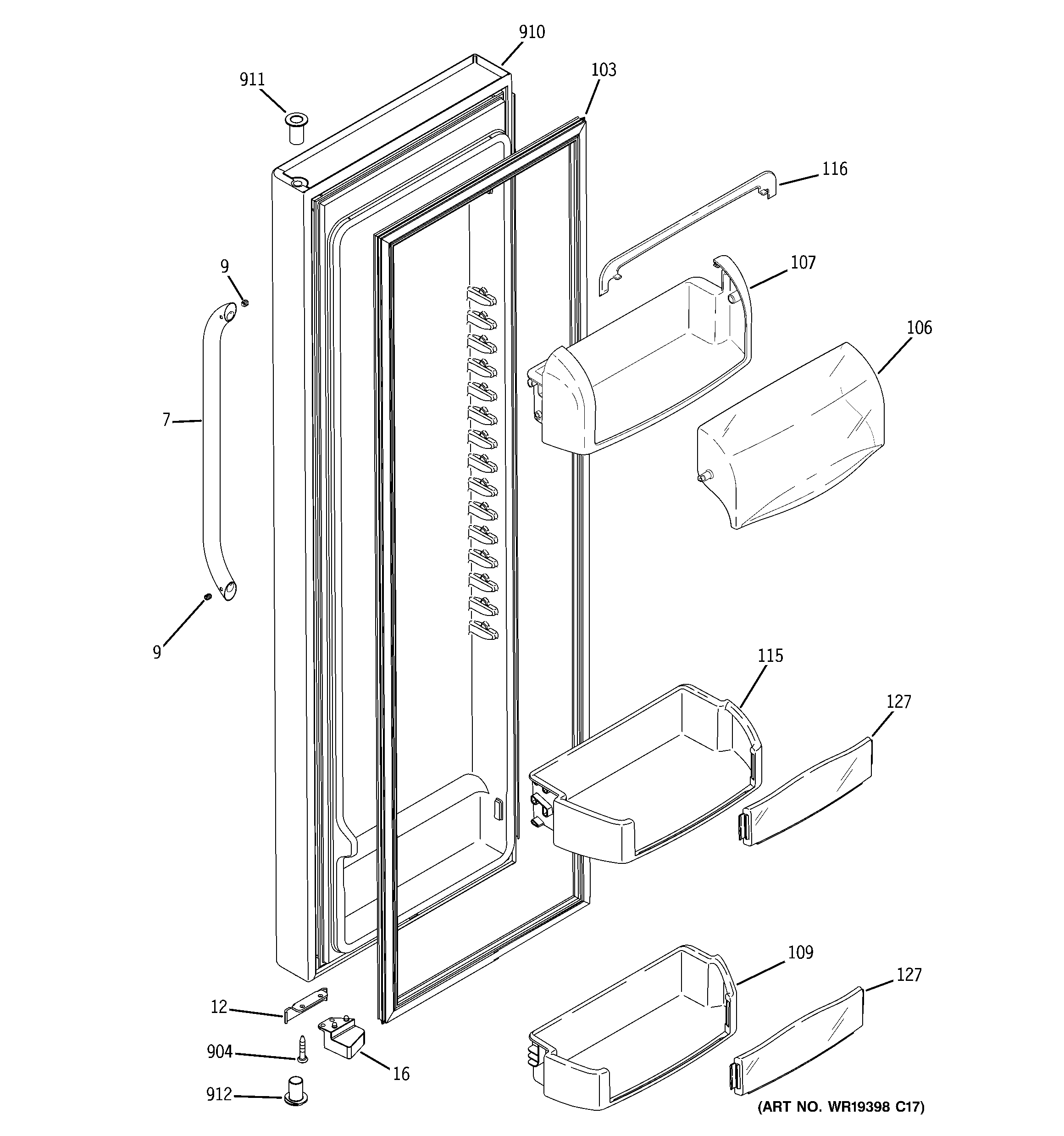 GE GSS25LSTBSS fresh food door diagram