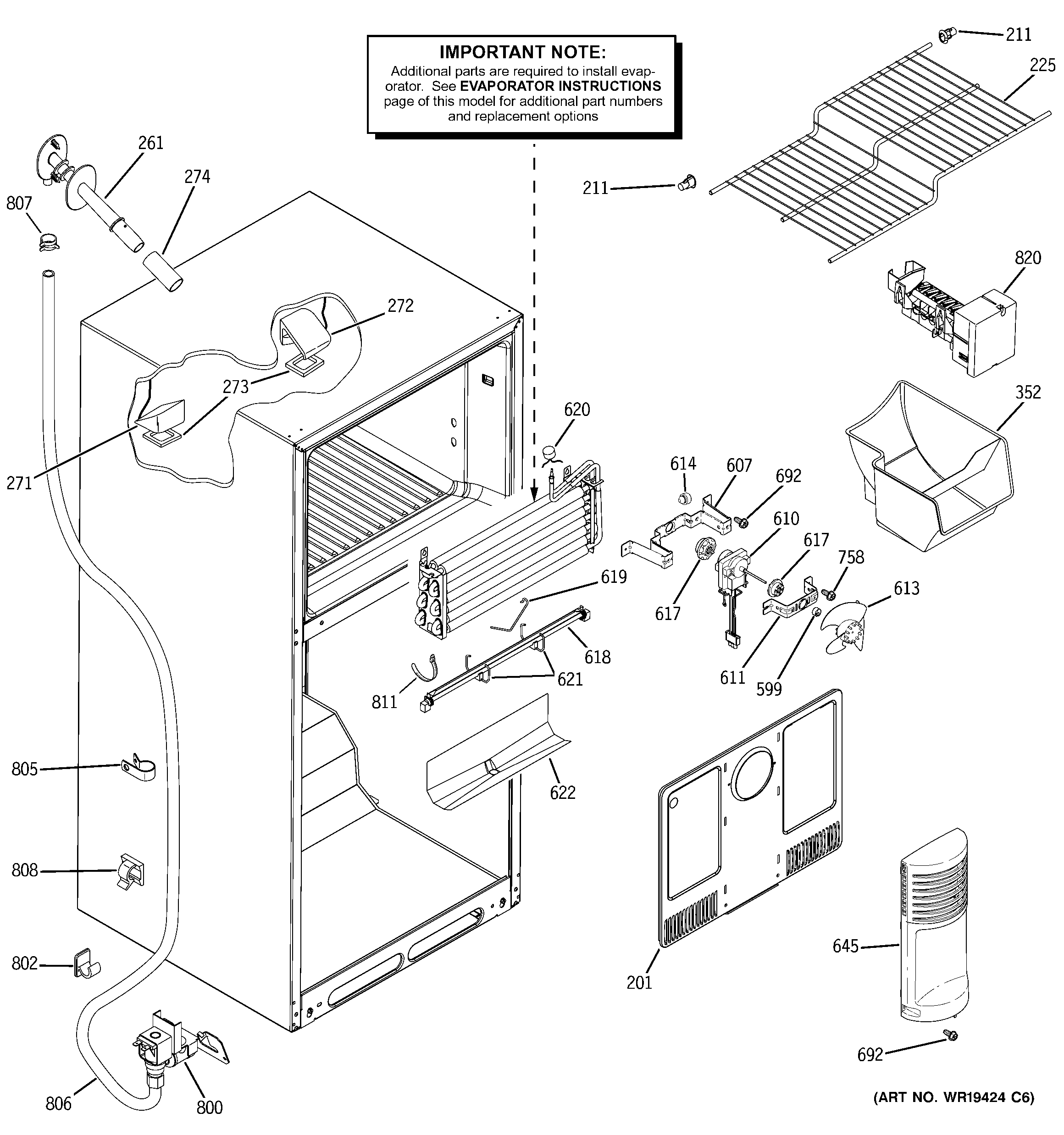 GE GTH18DCRDRCC freezer section diagram