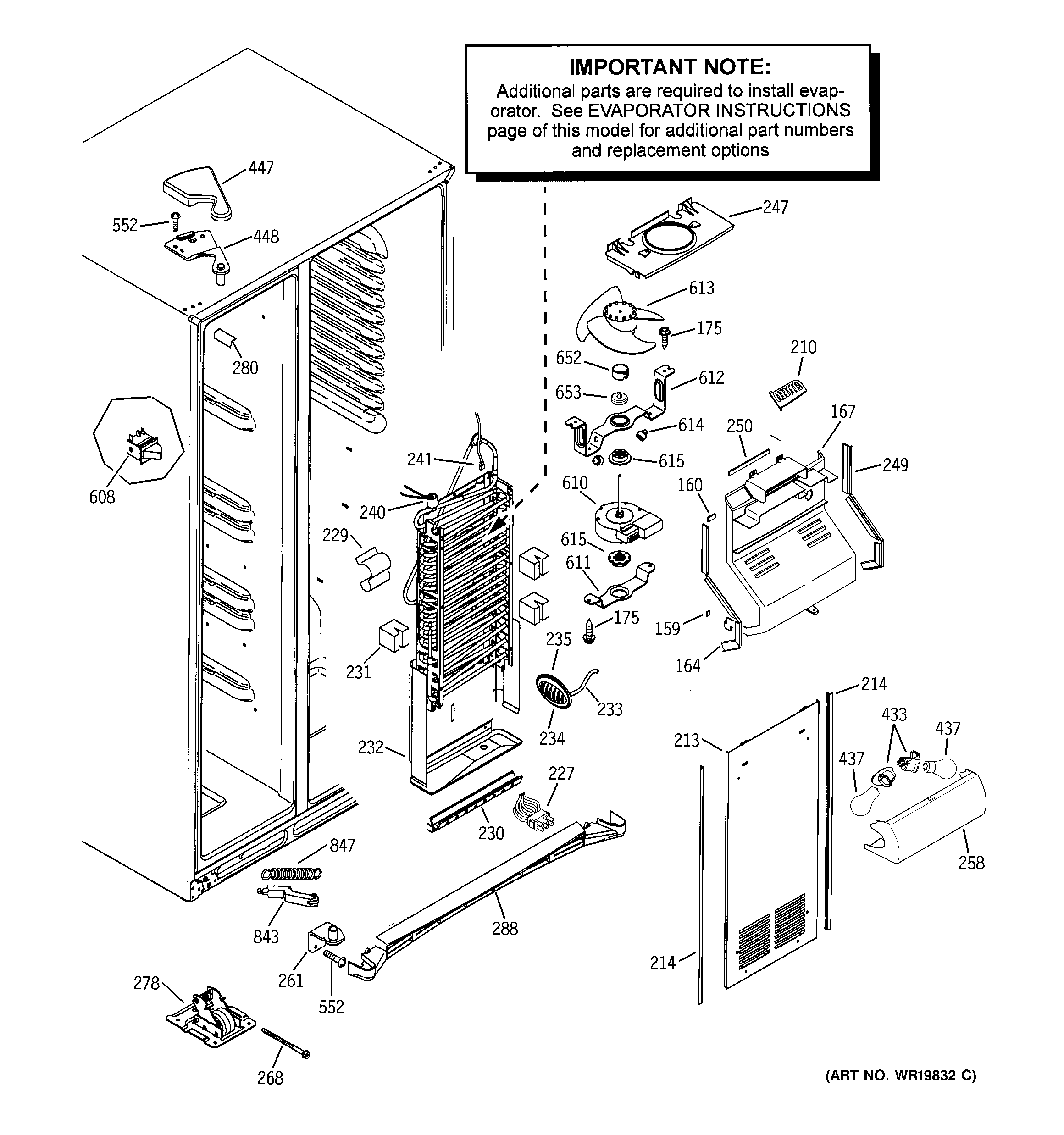GE PSS26NSTBSS freezer section diagram