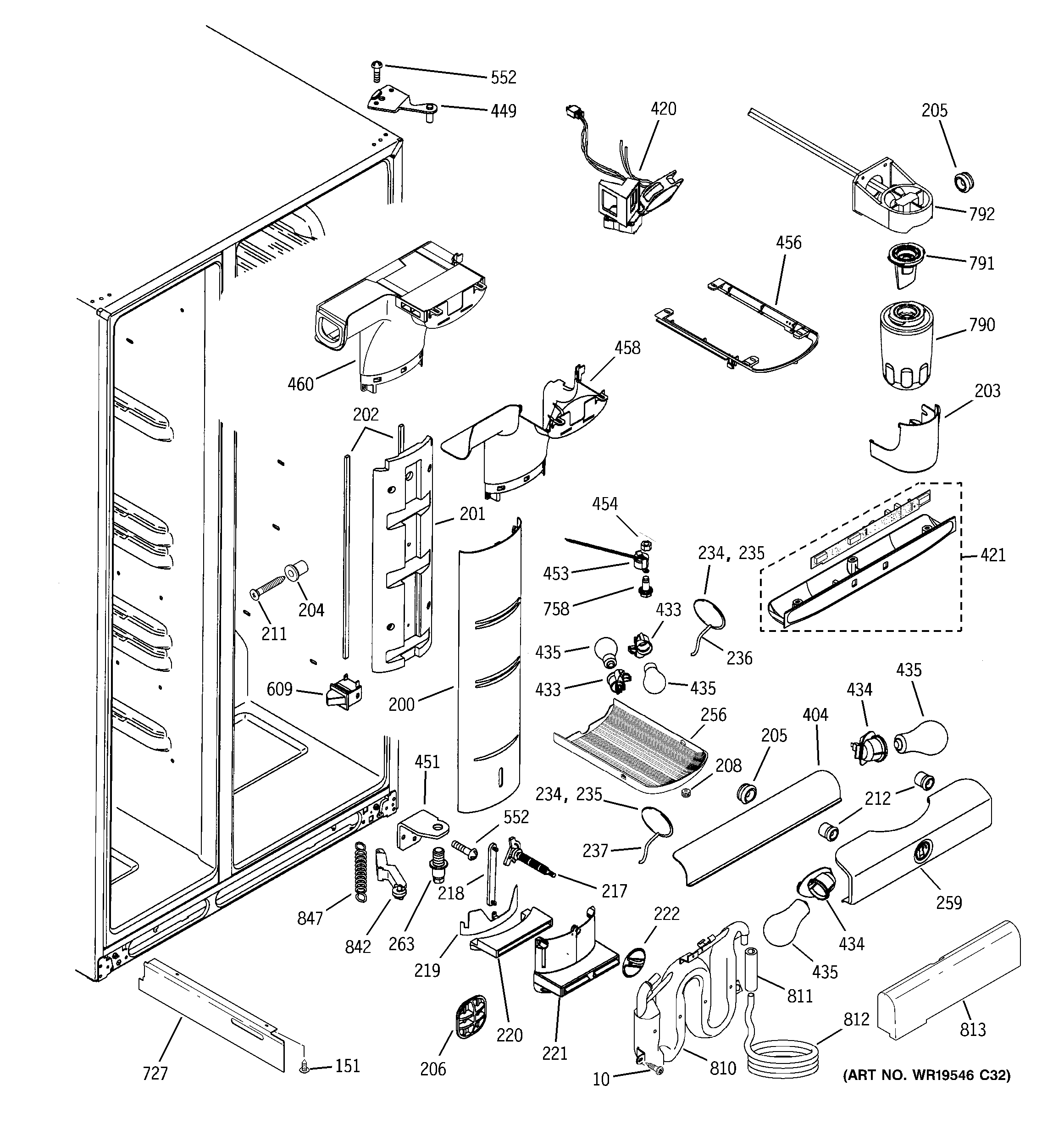 GE ZFSB26DRFSS fresh food section diagram