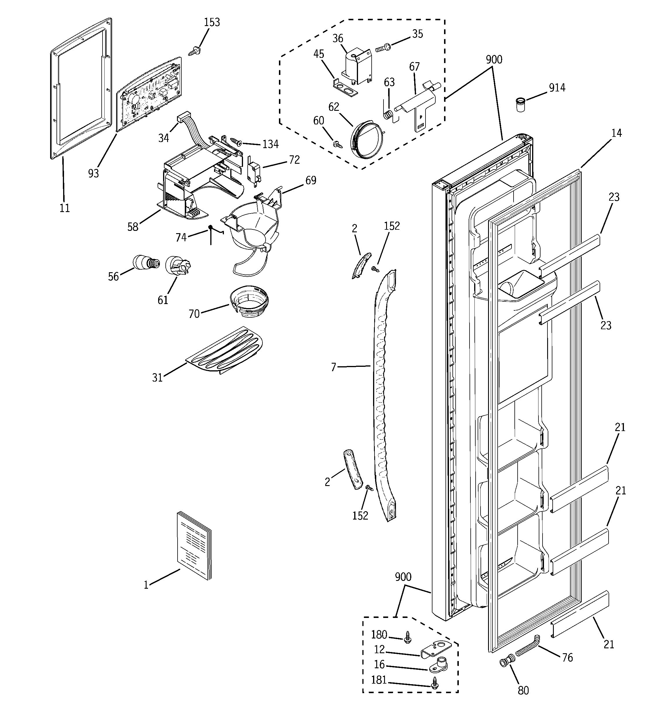 GE GSH22JFTACC freezer door diagram