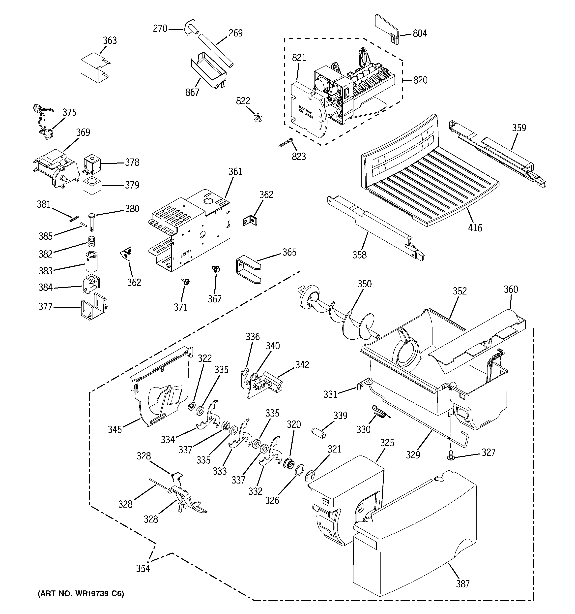 GE GSH22JFTACC ice maker & dispenser diagram