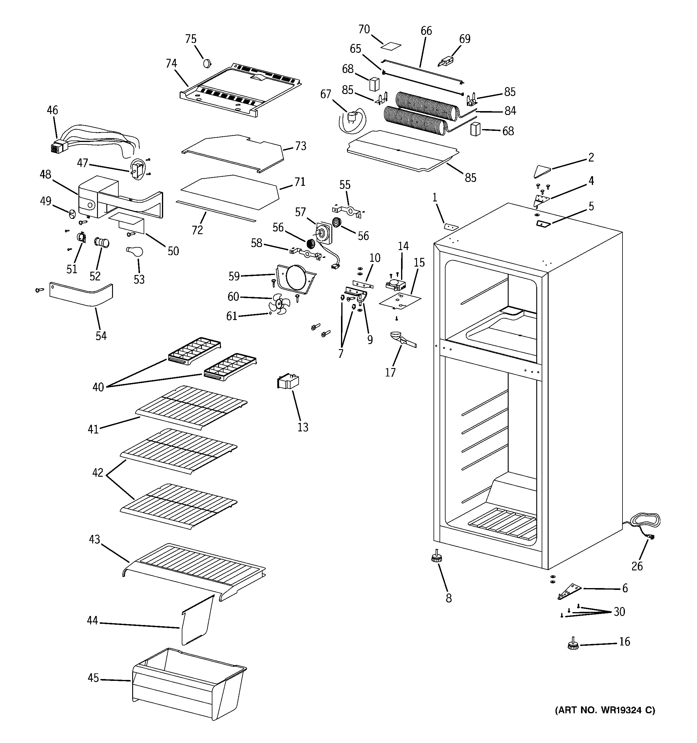 GE GTR11AAPARWW cabinet diagram