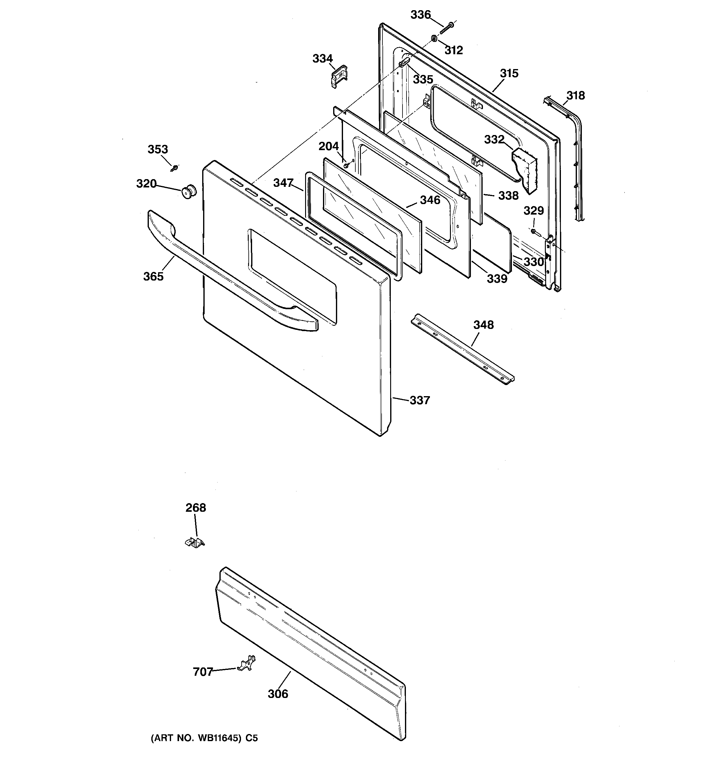 GE JGBS09PEH5WW door & drawer parts diagram