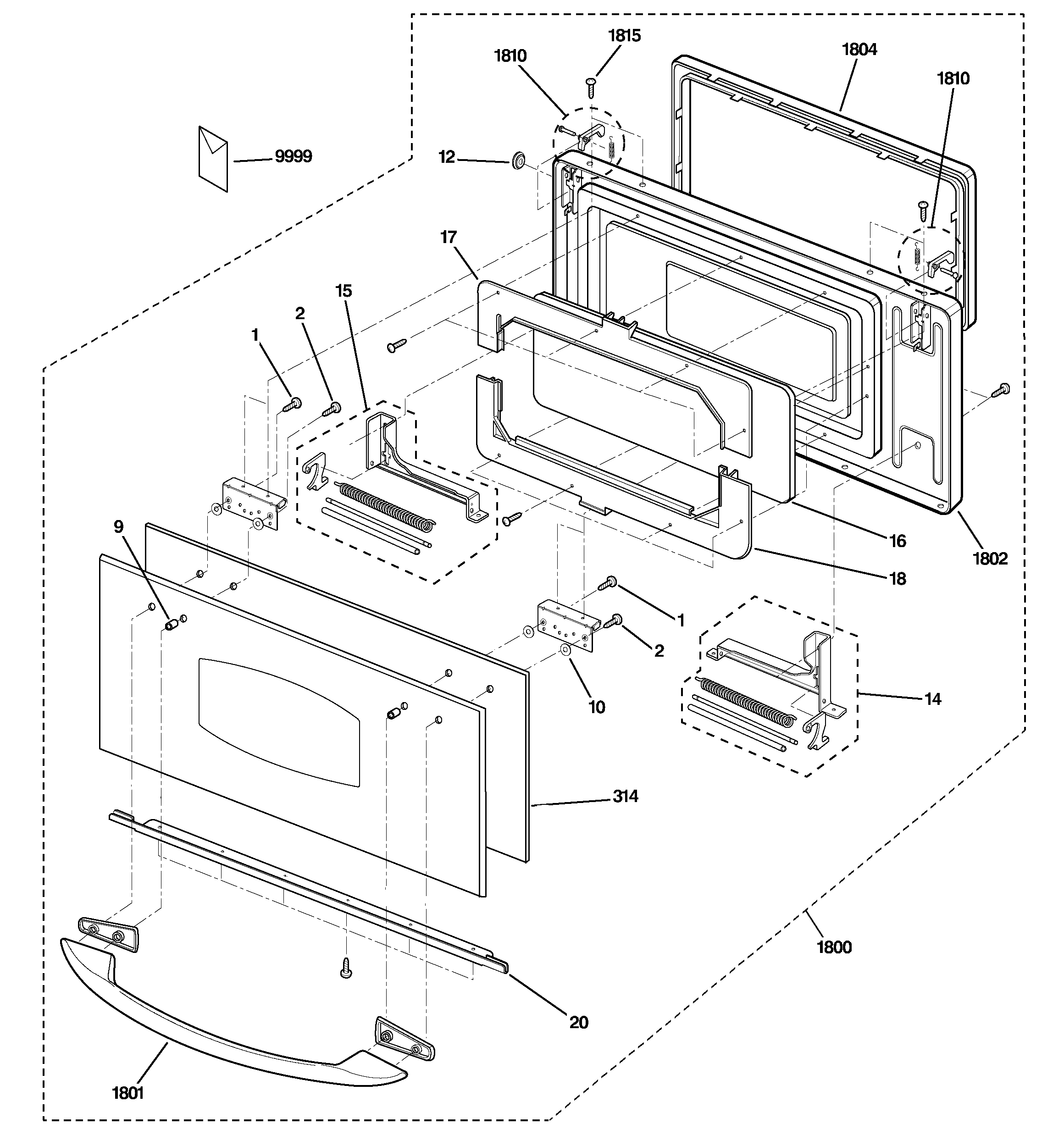 GE SCB2000FWW03 door parts diagram