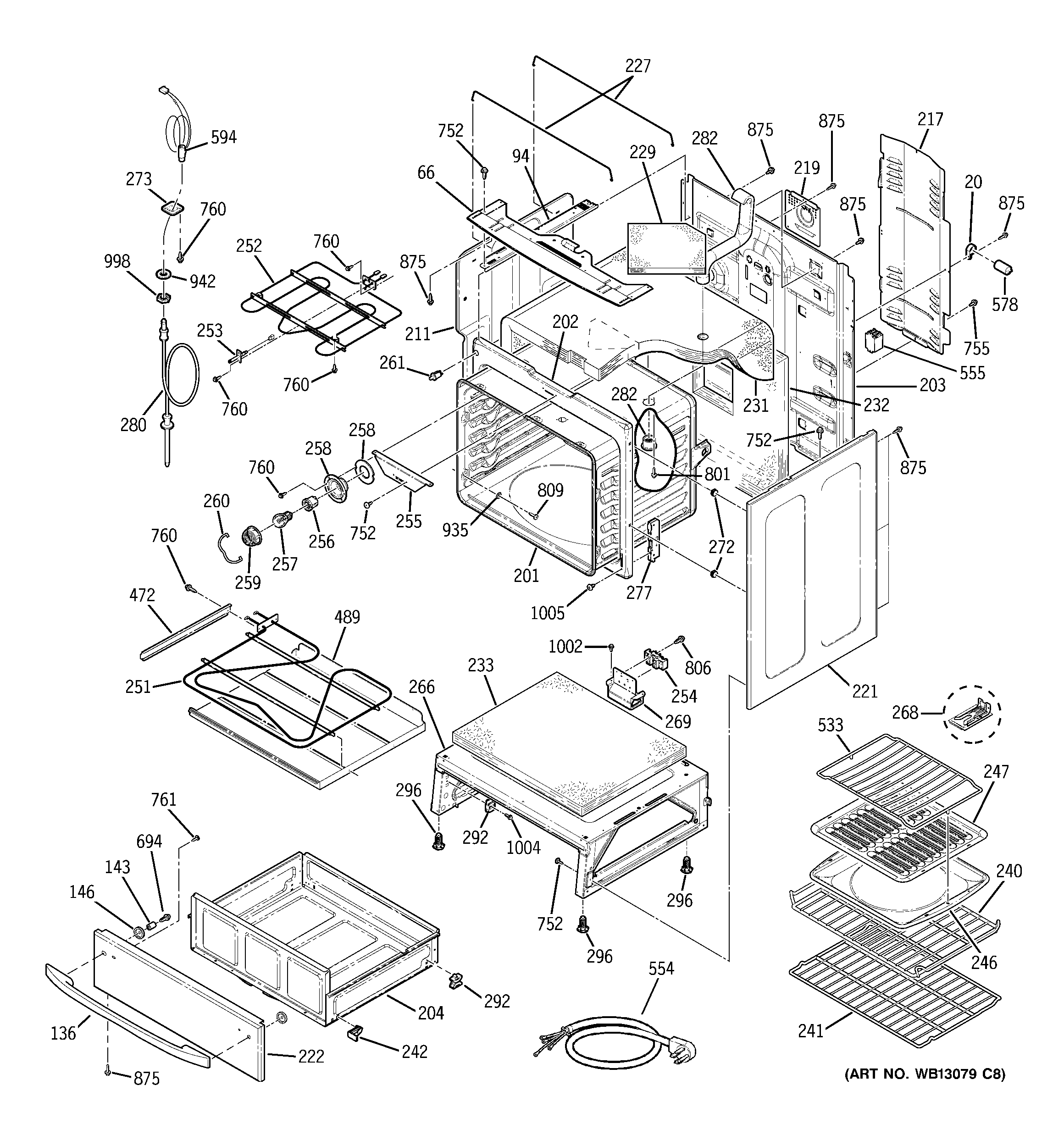 GE JCB909WK3WW body parts diagram