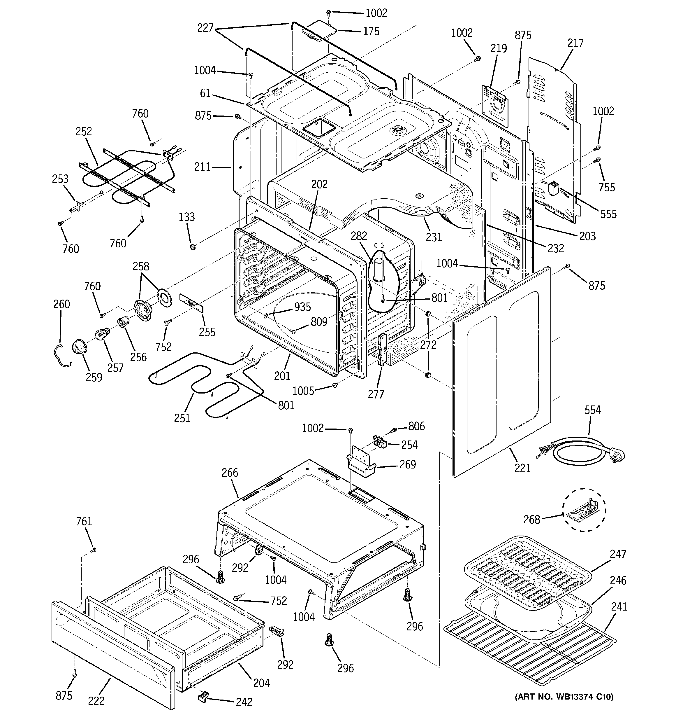 GE JCBP35WK3WW body parts diagram