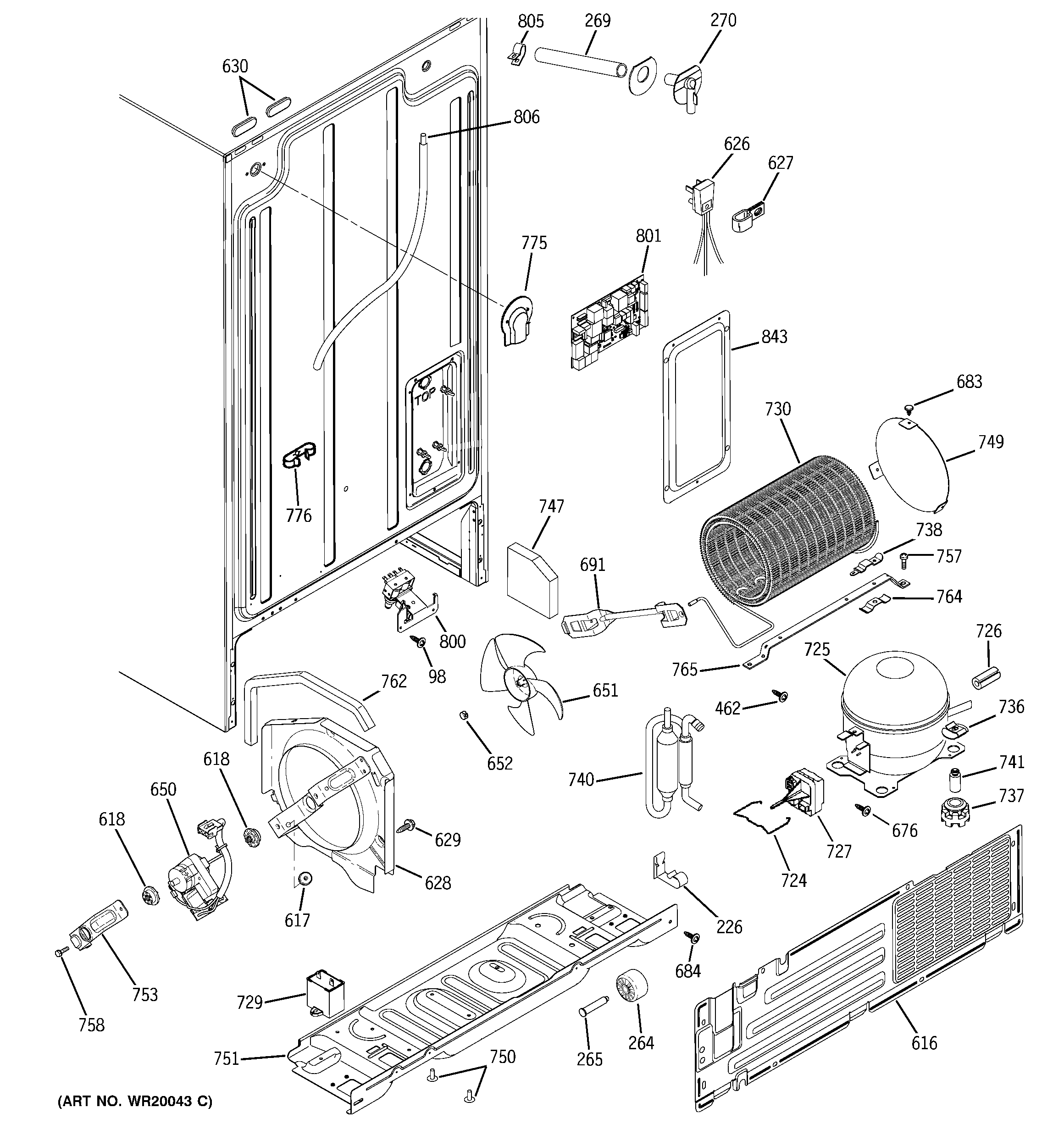 GE DSS25JFPMWW sealed system & mother board diagram