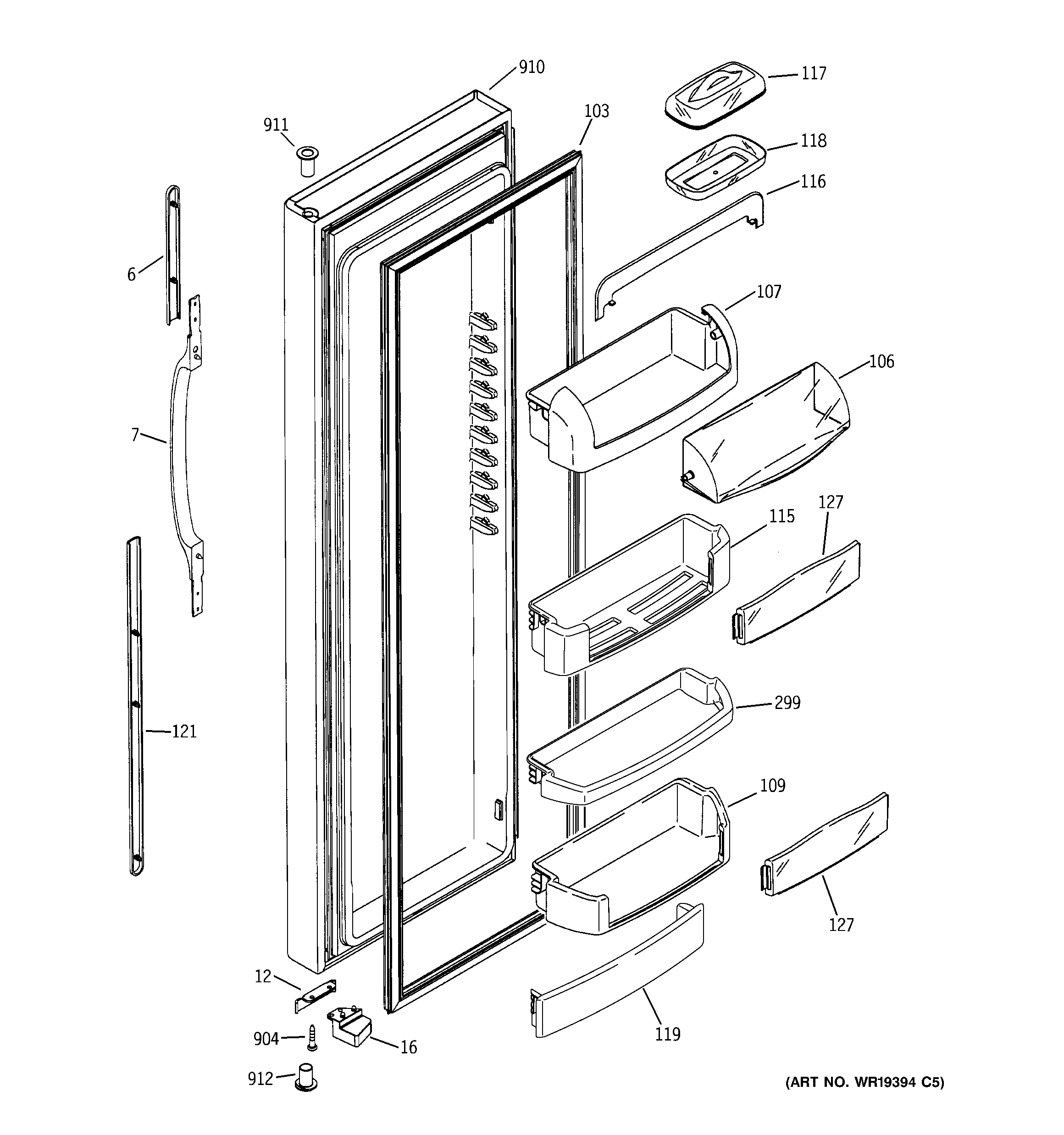 GE GCE21IETAFWW fresh food door diagram