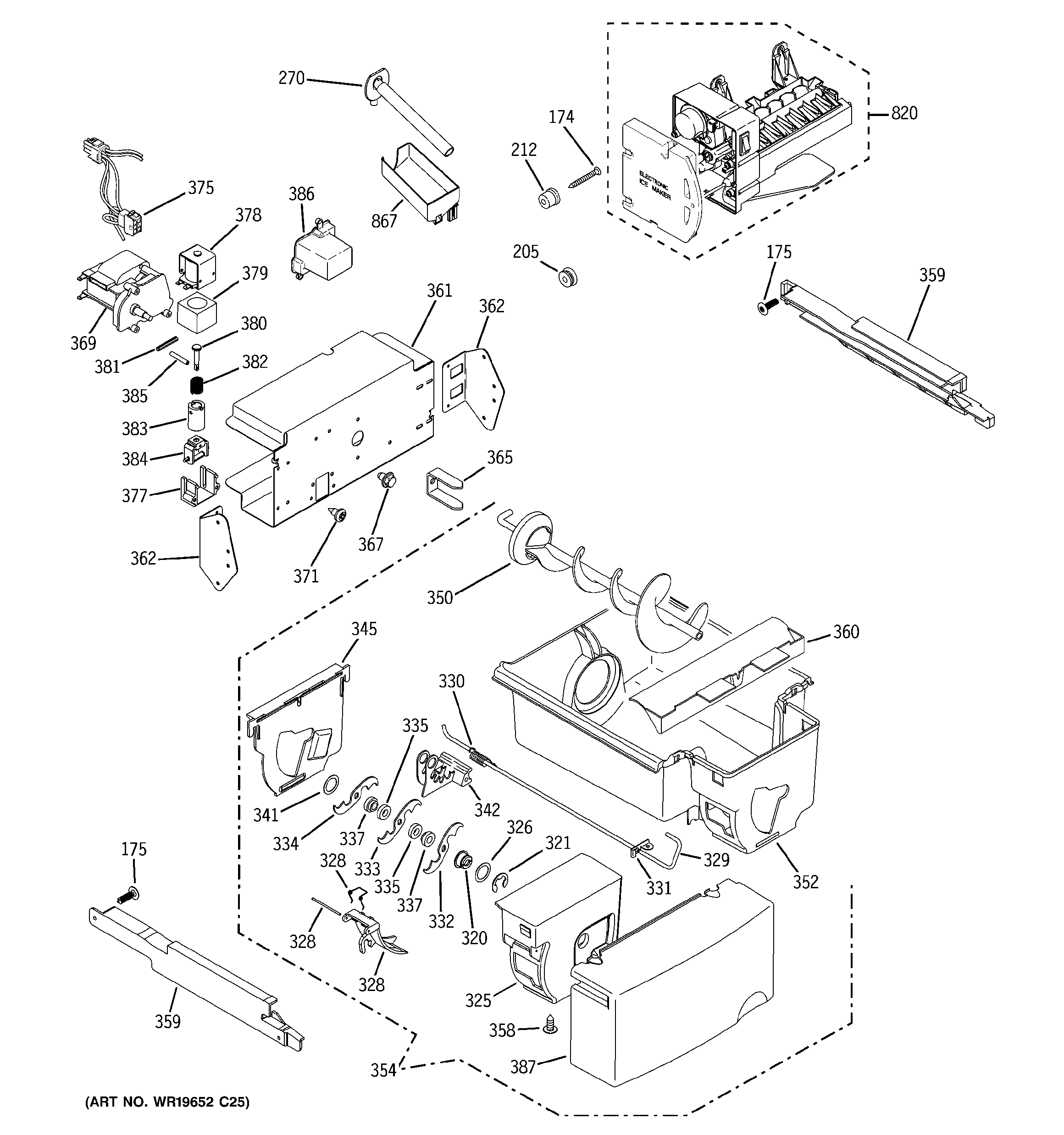 GE GCE21IETAFWW ice maker & dispenser diagram