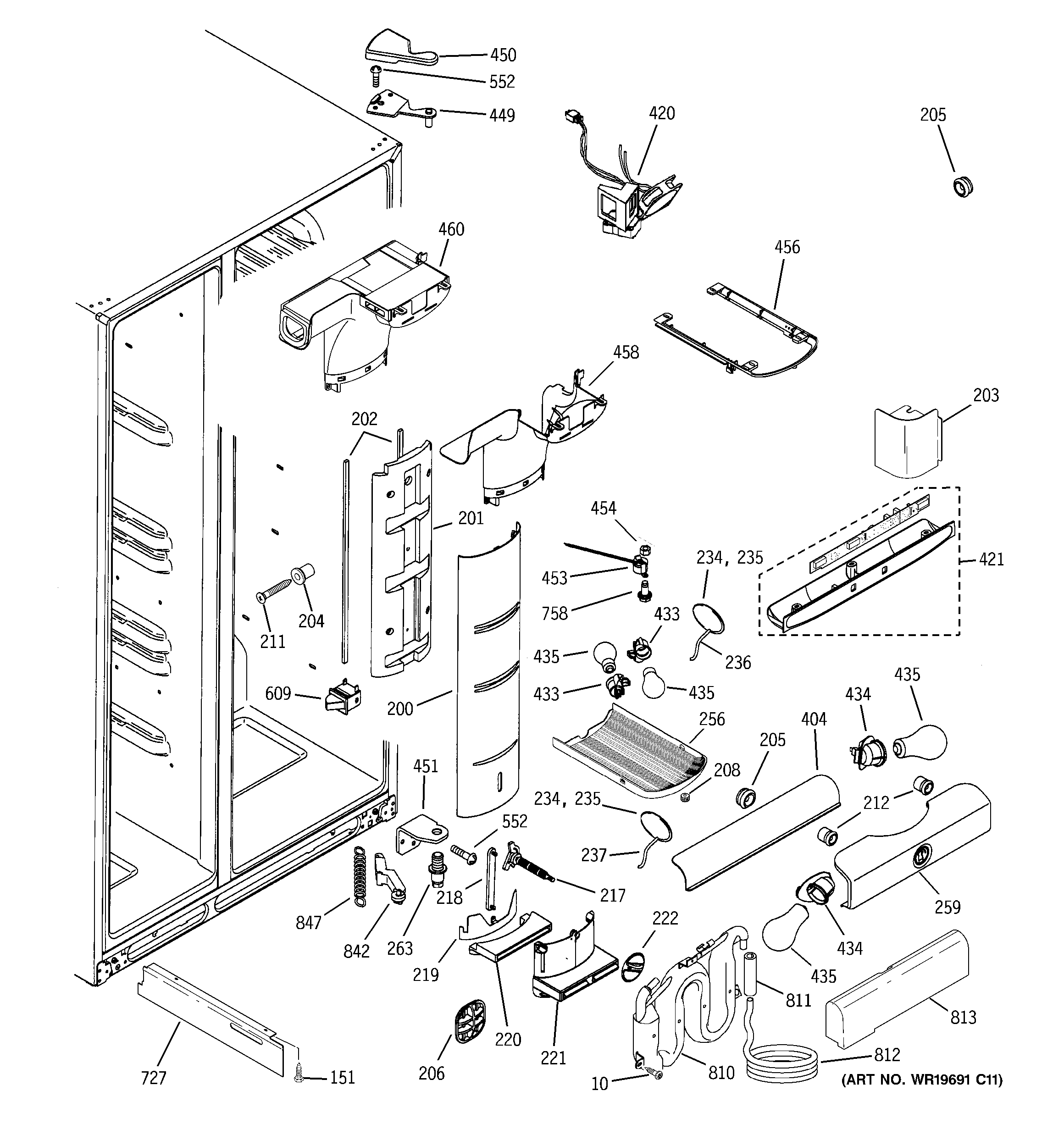 GE GCE21IETAFWW fresh food section diagram