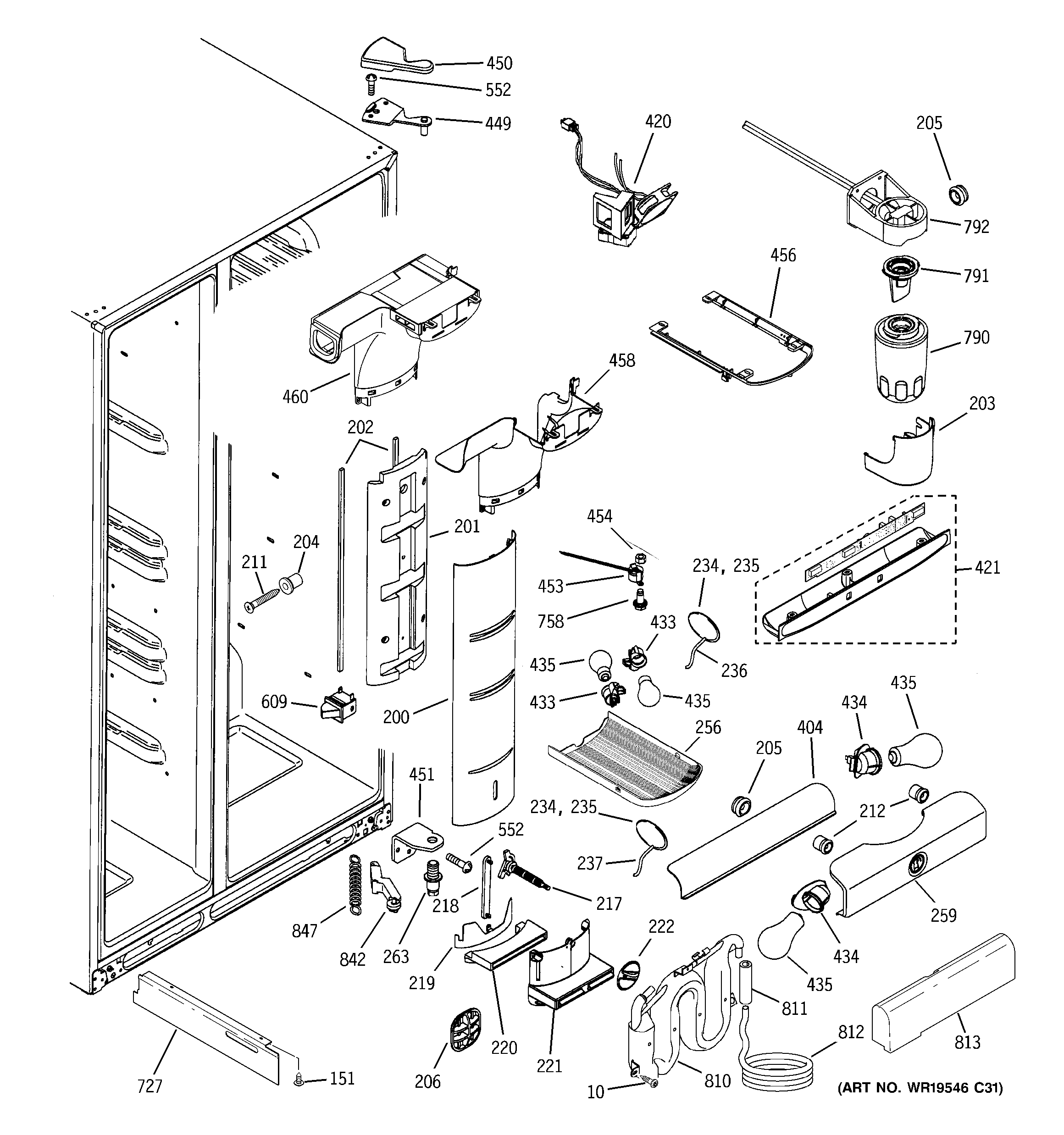 GE PSE25NGTAFBB fresh food section diagram