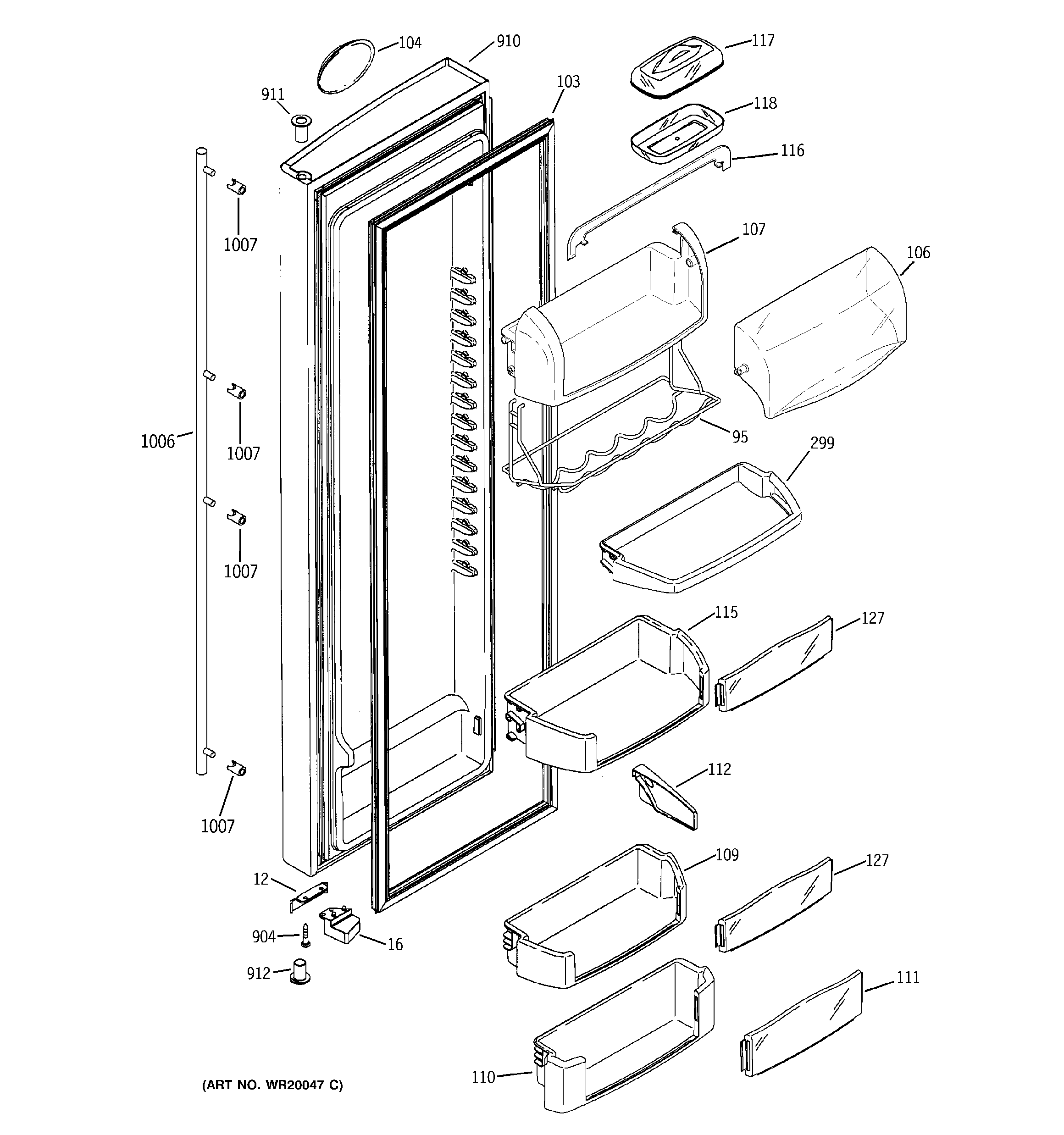 GE ZCE23SGTASS fresh food door diagram