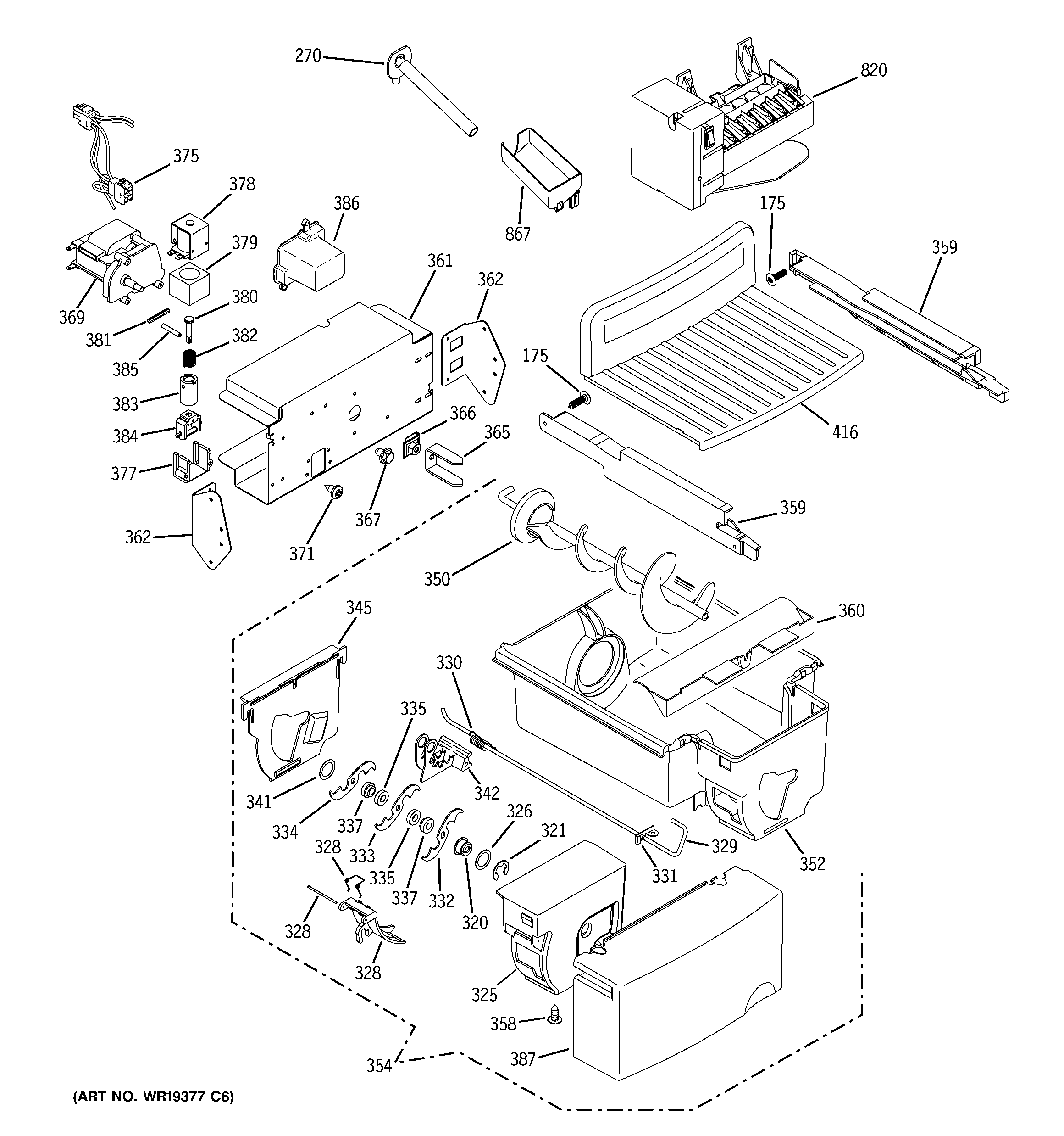 GE ZCE23SGTASS ice maker & dispenser diagram