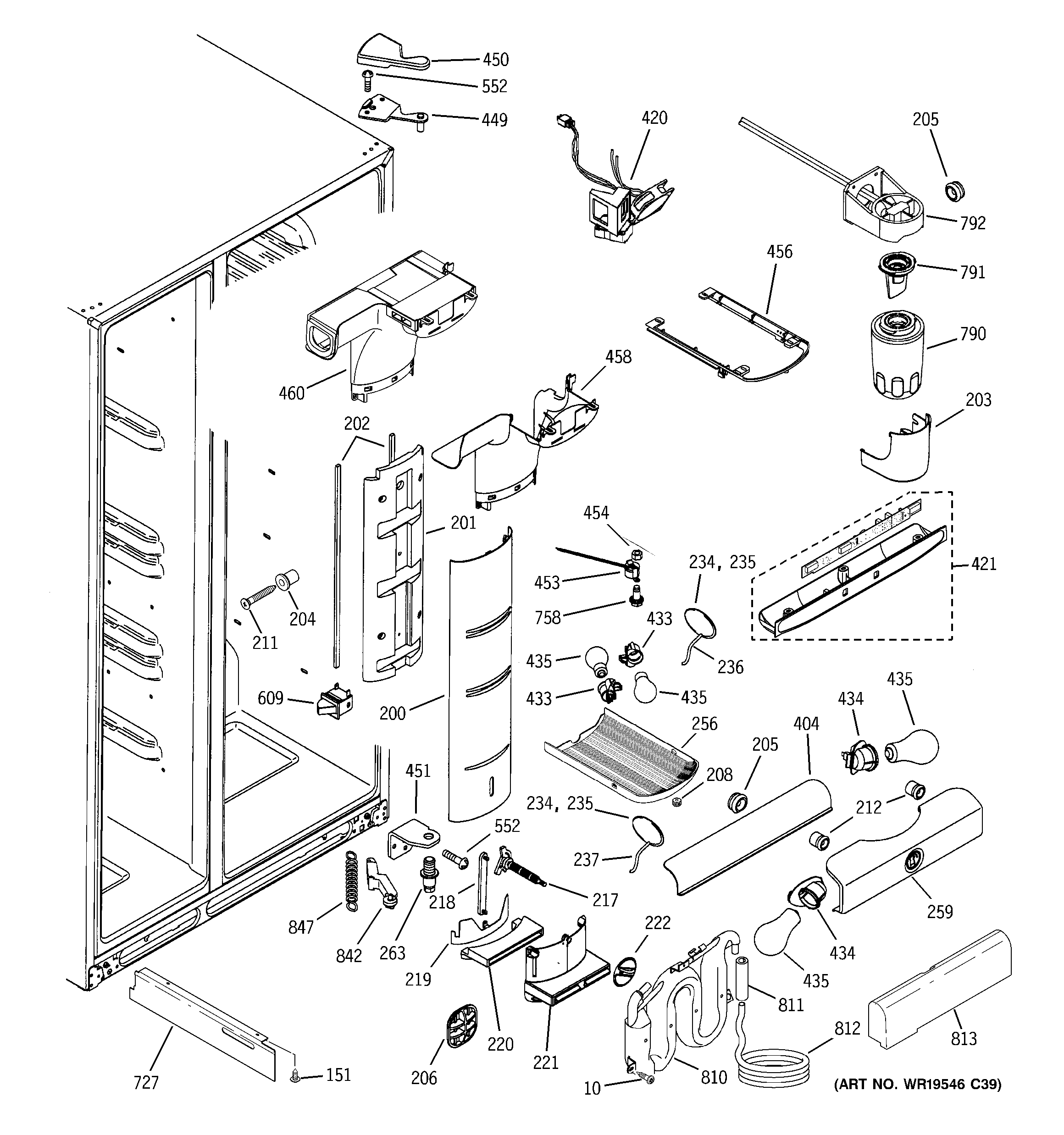 GE ZCE23SGTASS fresh food section diagram