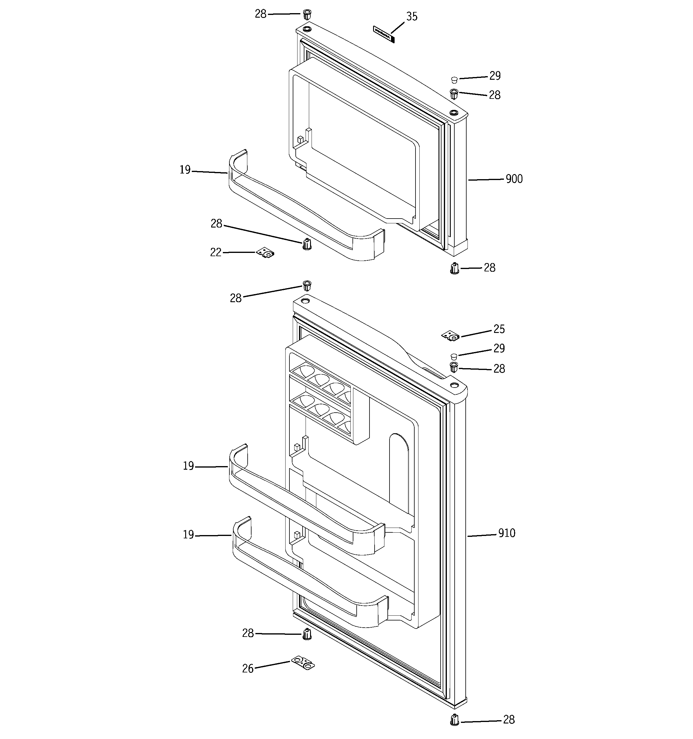 GE Americana A3309AASWW doors diagram