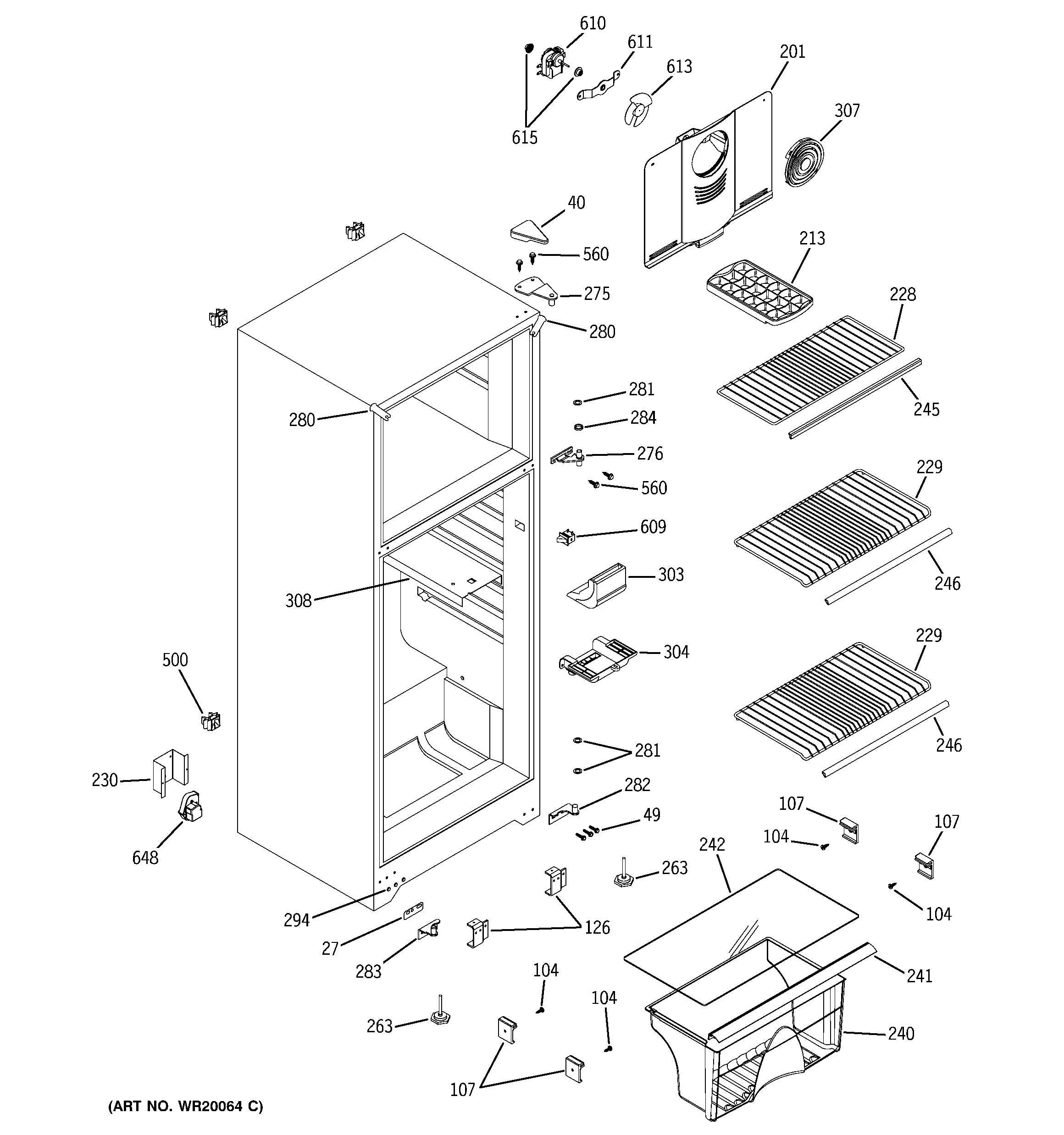 GE Americana A3309AASWW cabinet diagram