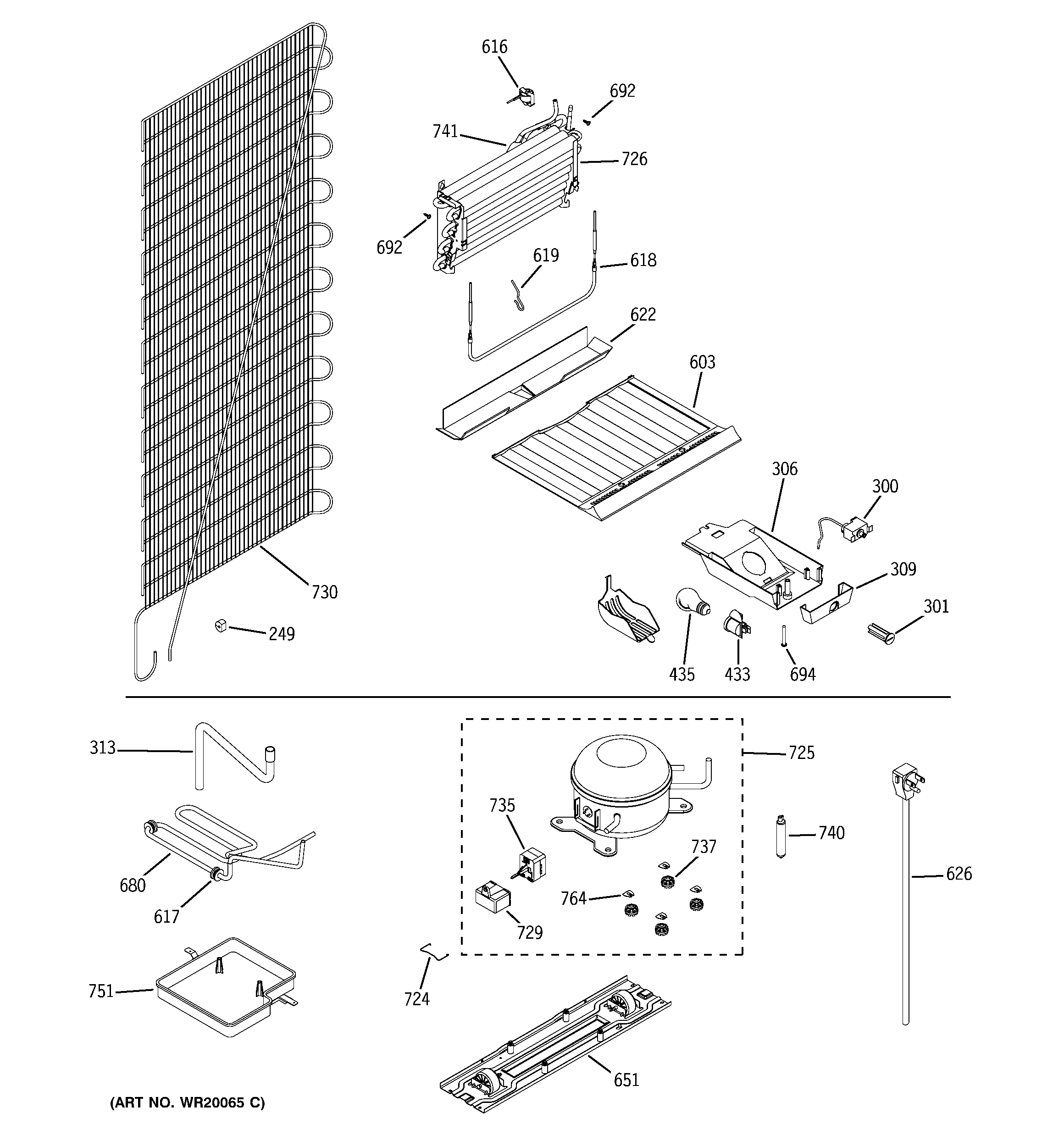 GE Americana A3309AASWW unit parts diagram