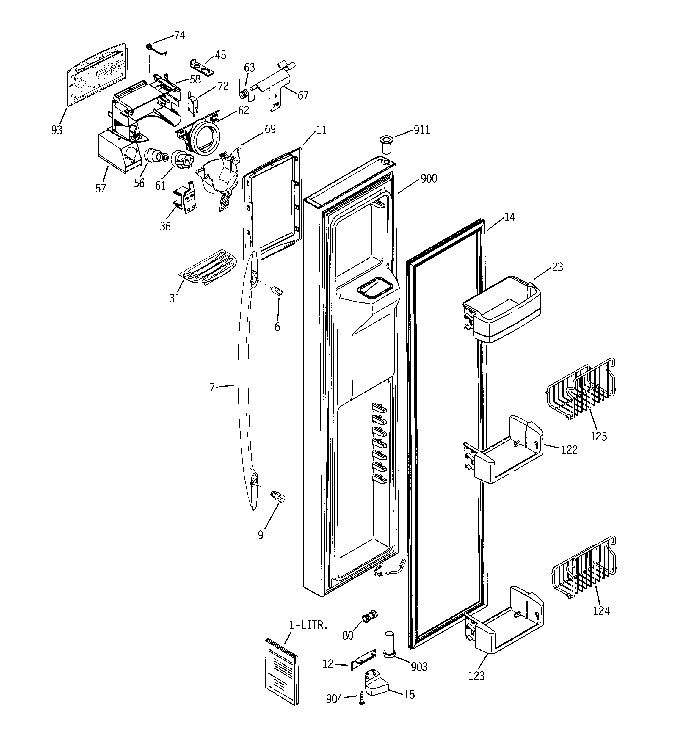 GE PSE25SGTACSS freezer door diagram