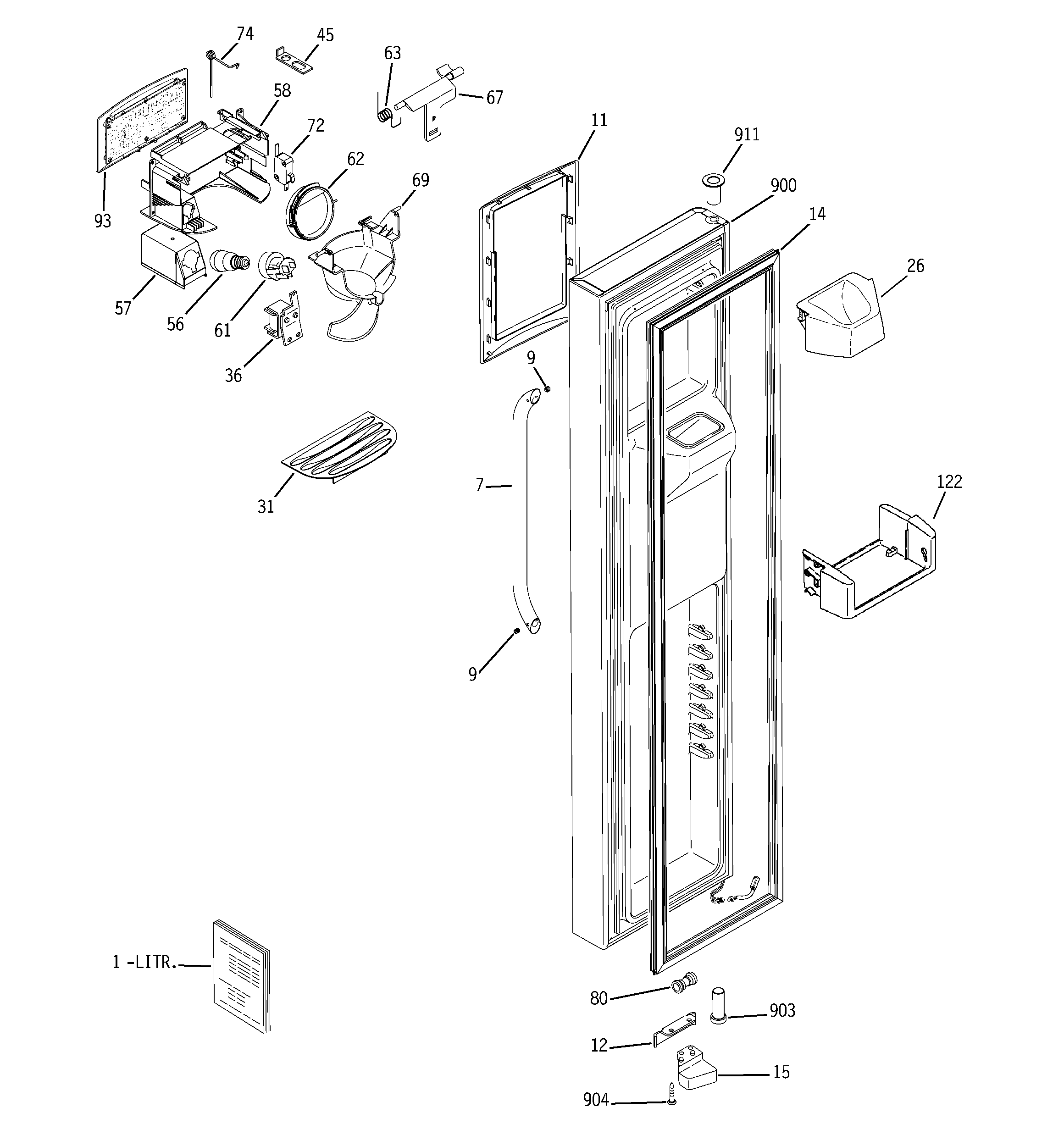 GE DSS25KSTBSS freezer door diagram