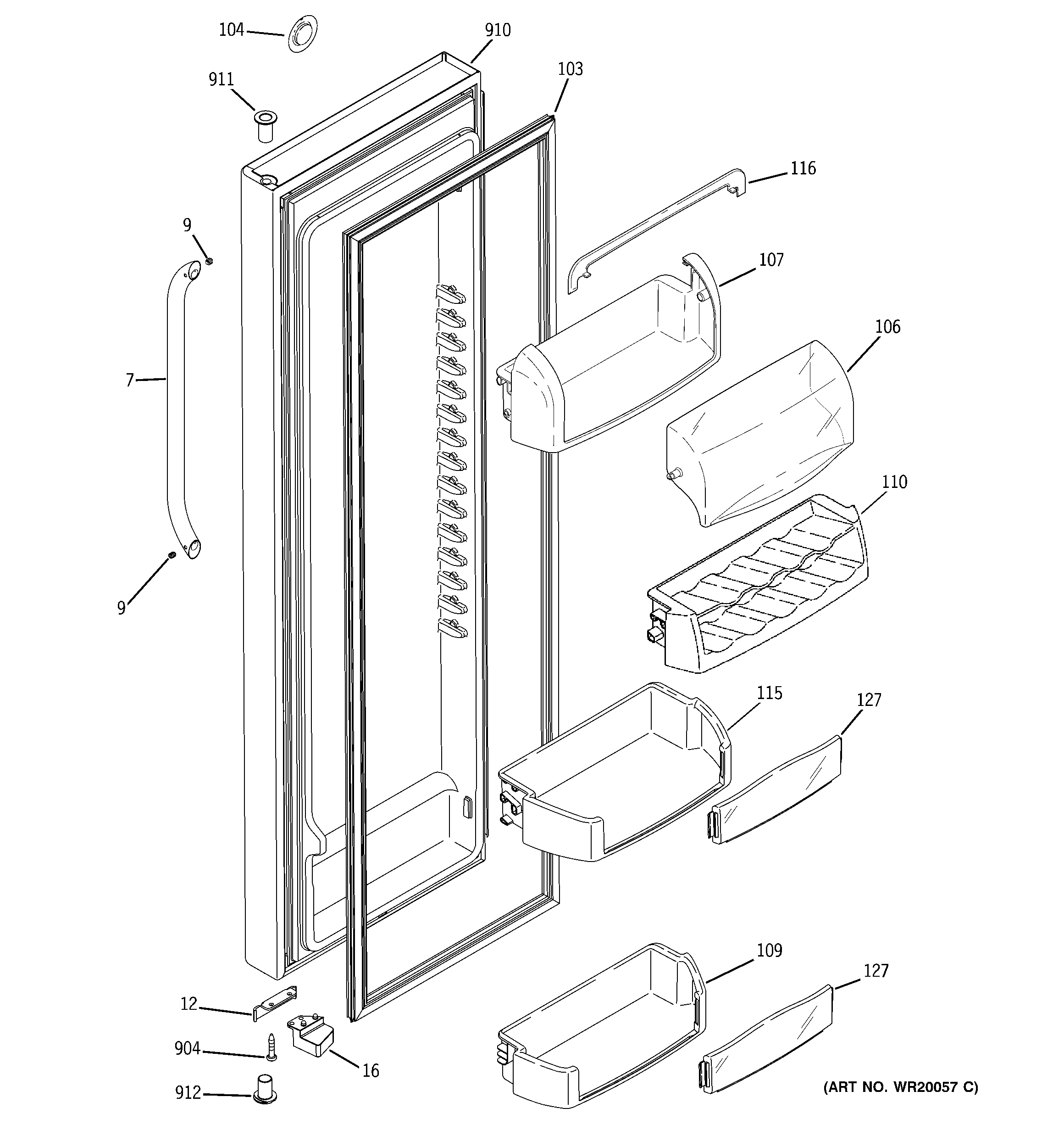 GE DSS25KSTBSS fresh food door diagram