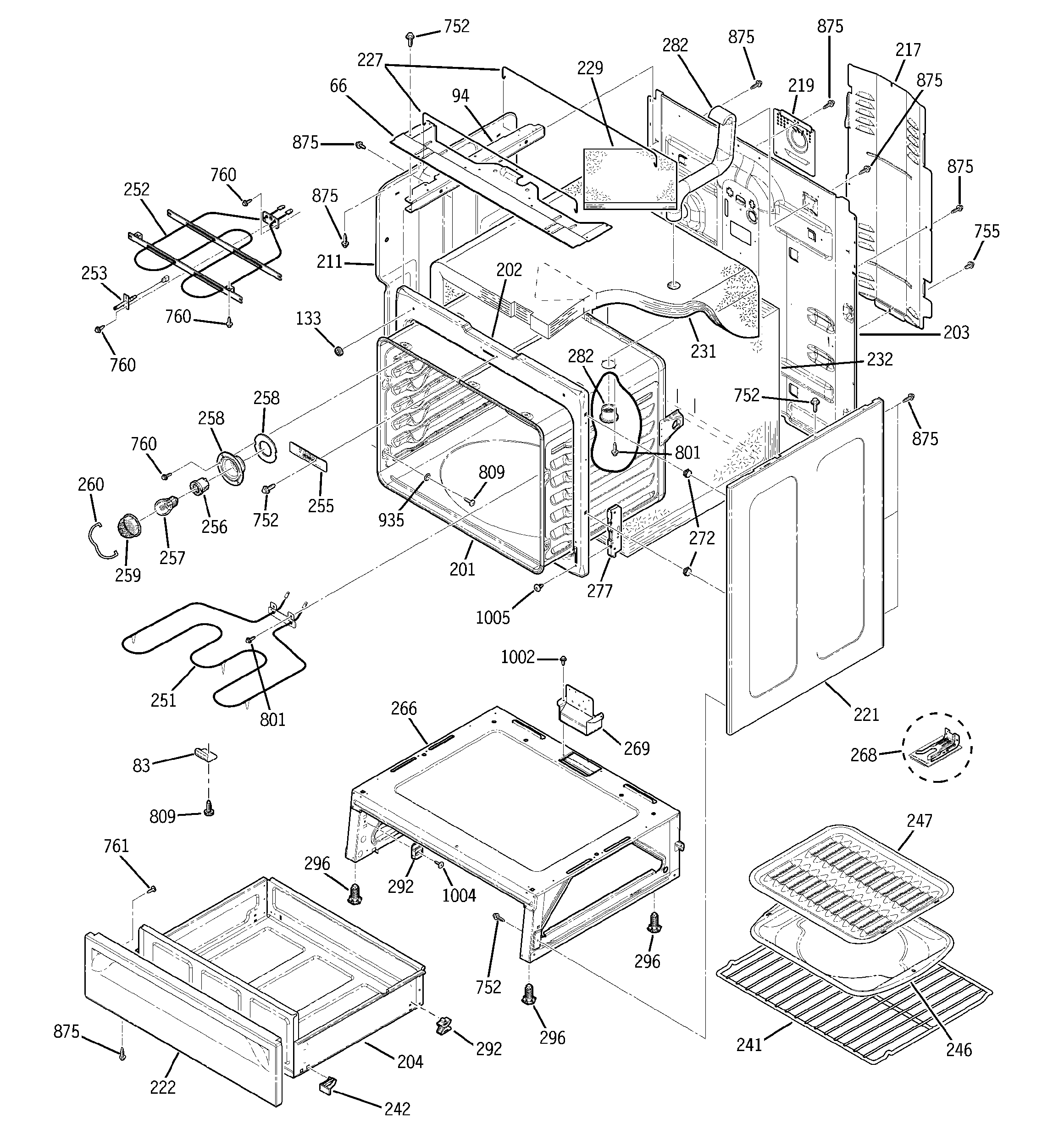 GE JBP80TK1WW body parts diagram