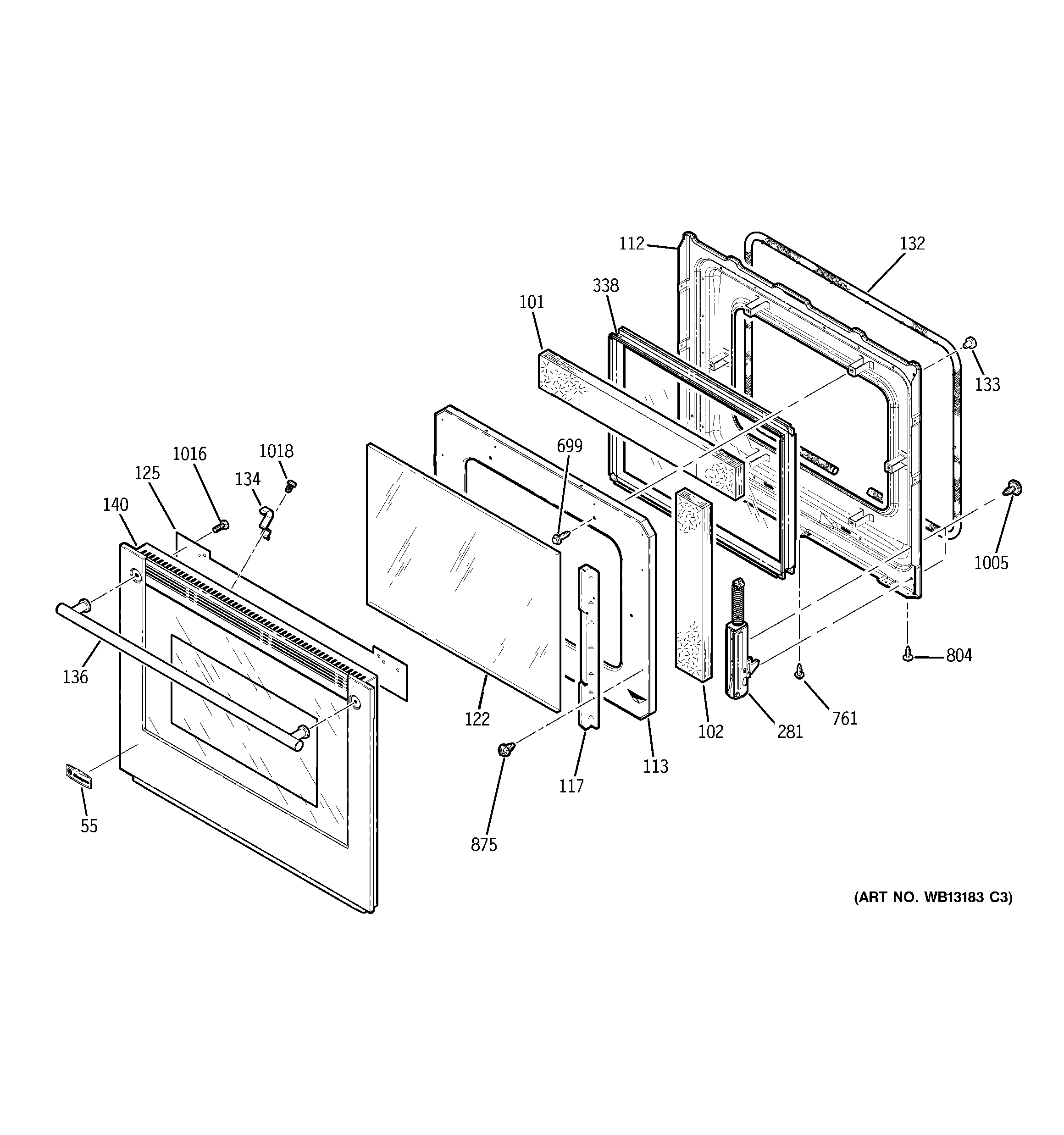 GE ZEK938WF5WW door diagram