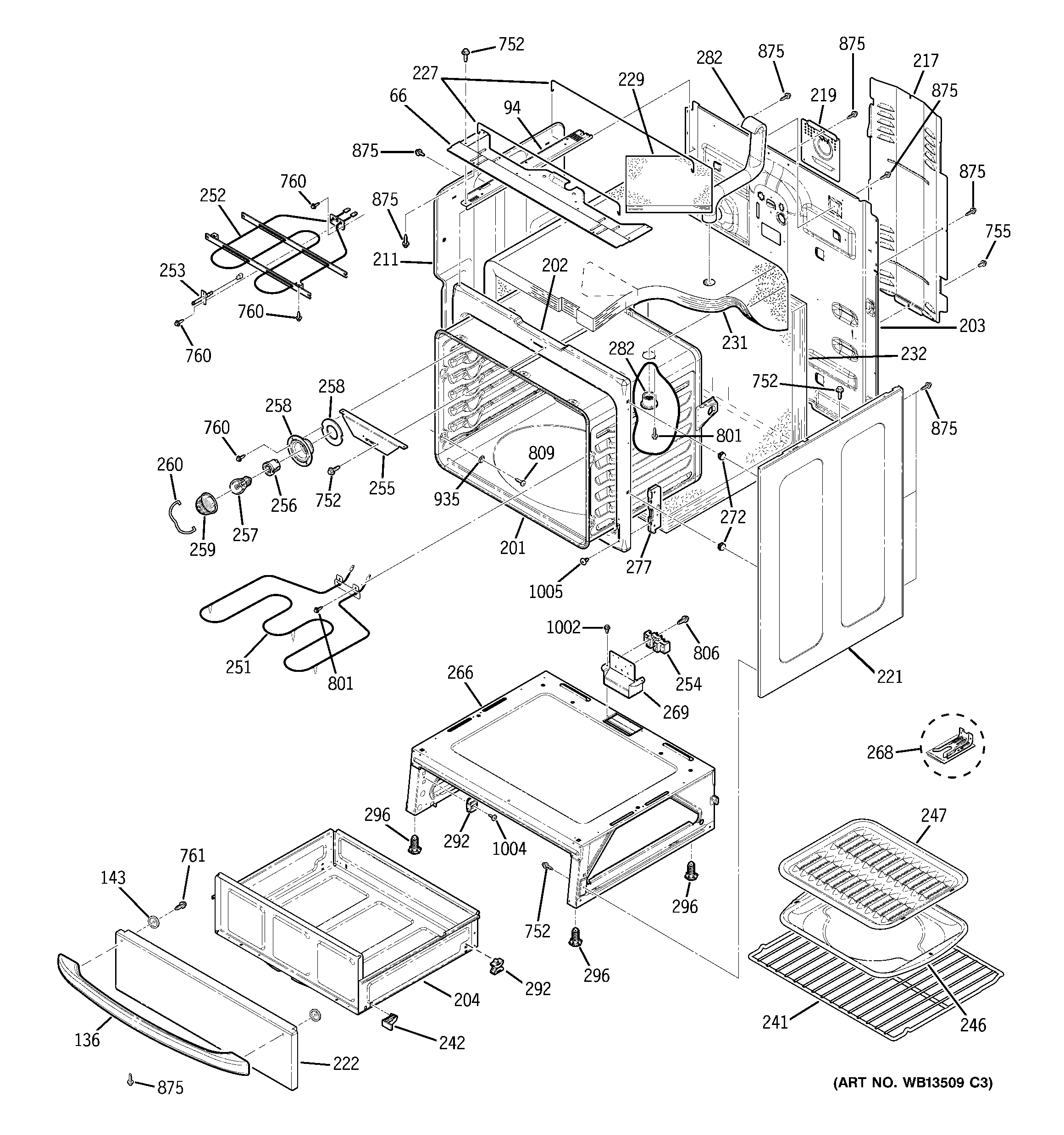 GE JBP65MK3BS body parts diagram