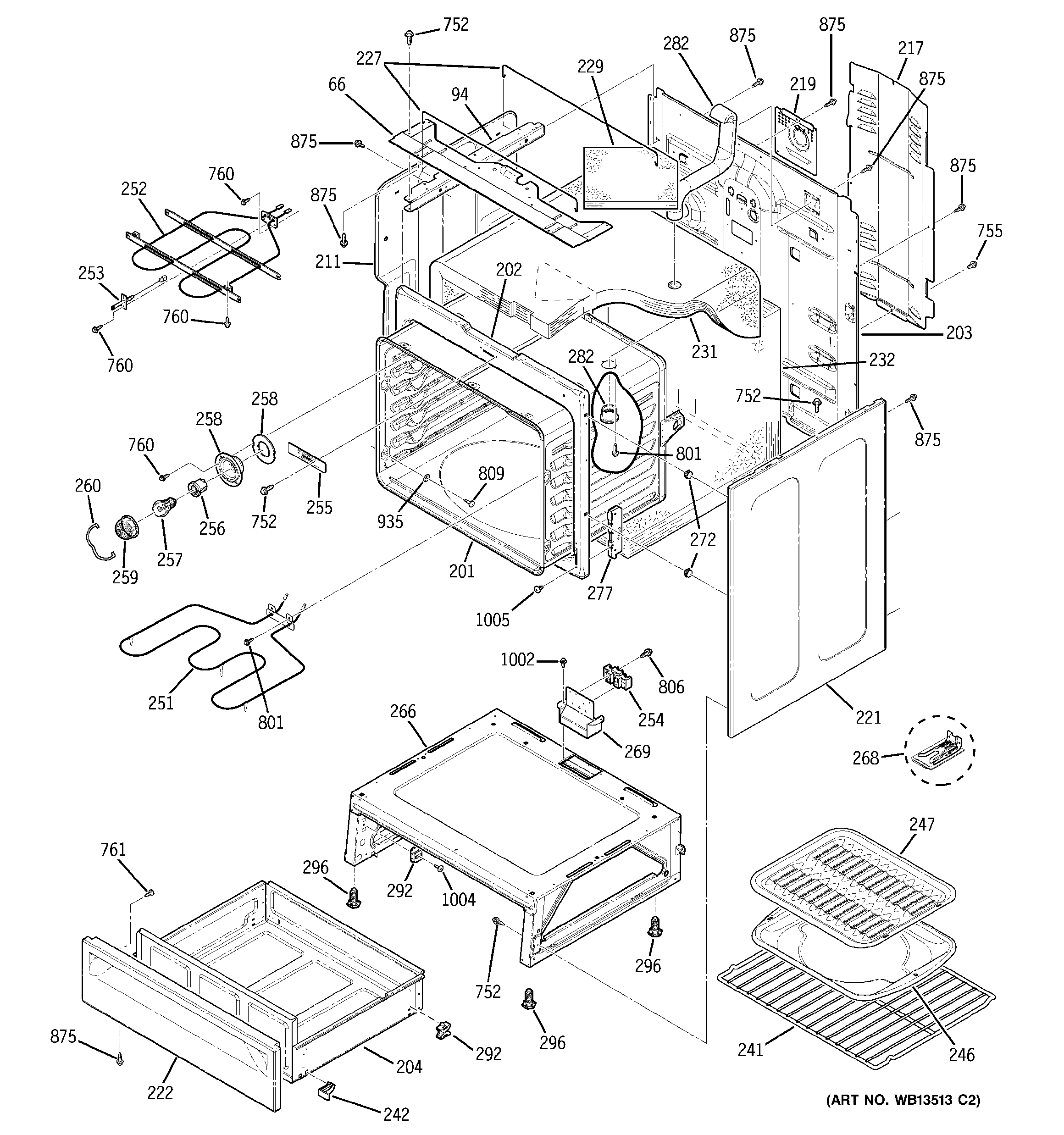 GE JBP68HK3WW body parts diagram