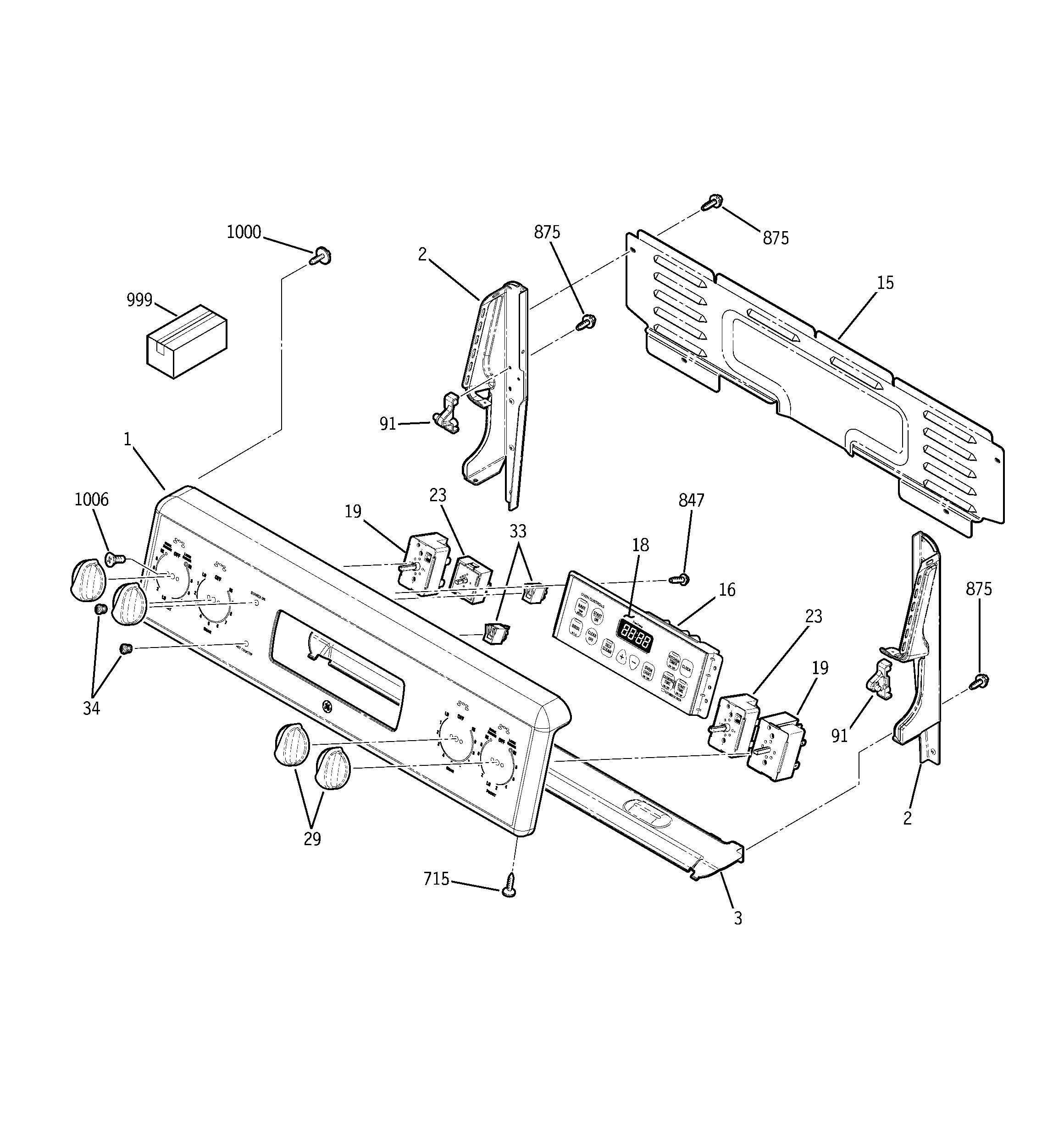 GE JBP73ML2BG control panel diagram