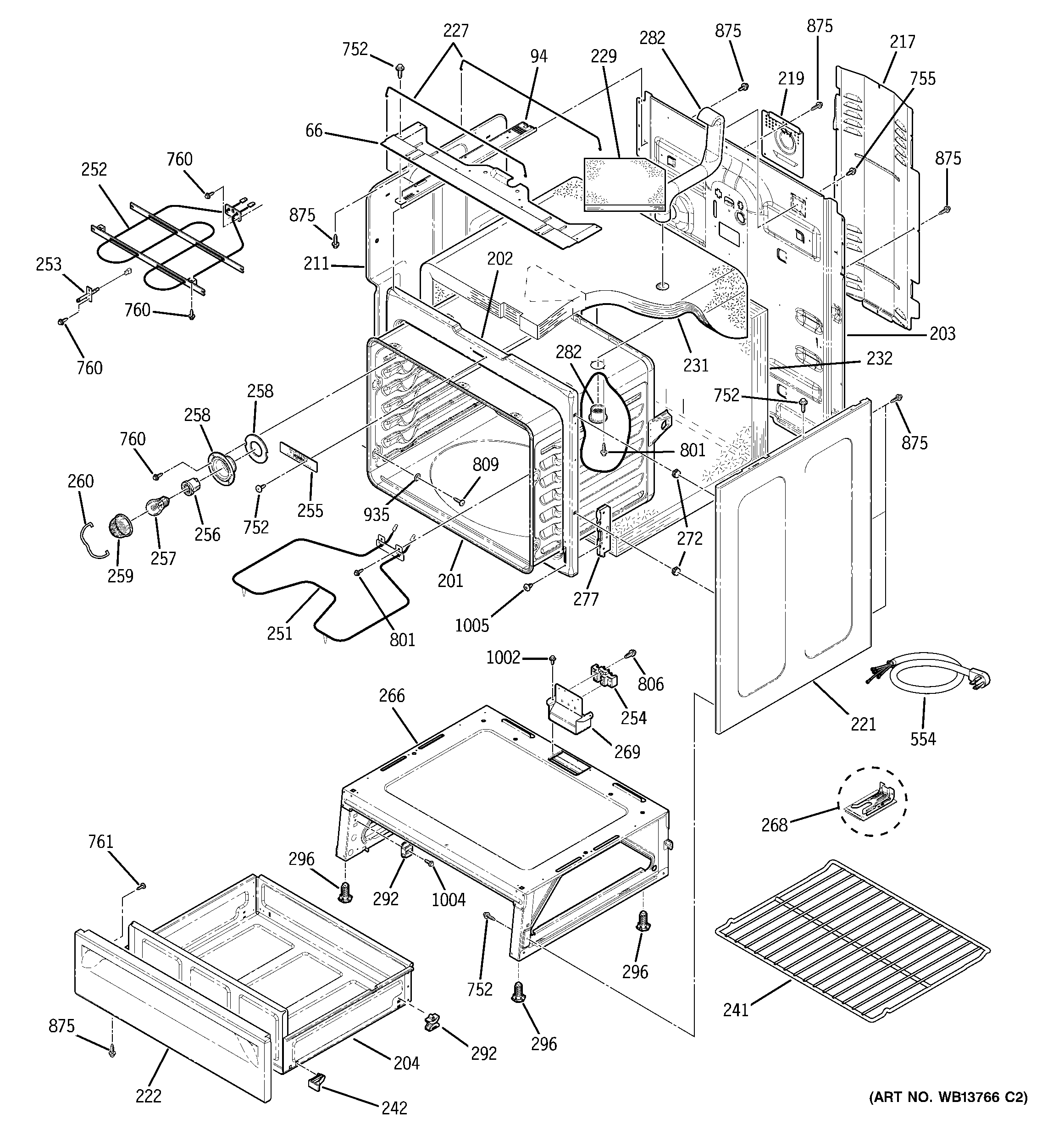 GE JCBS55WK3WW body parts diagram