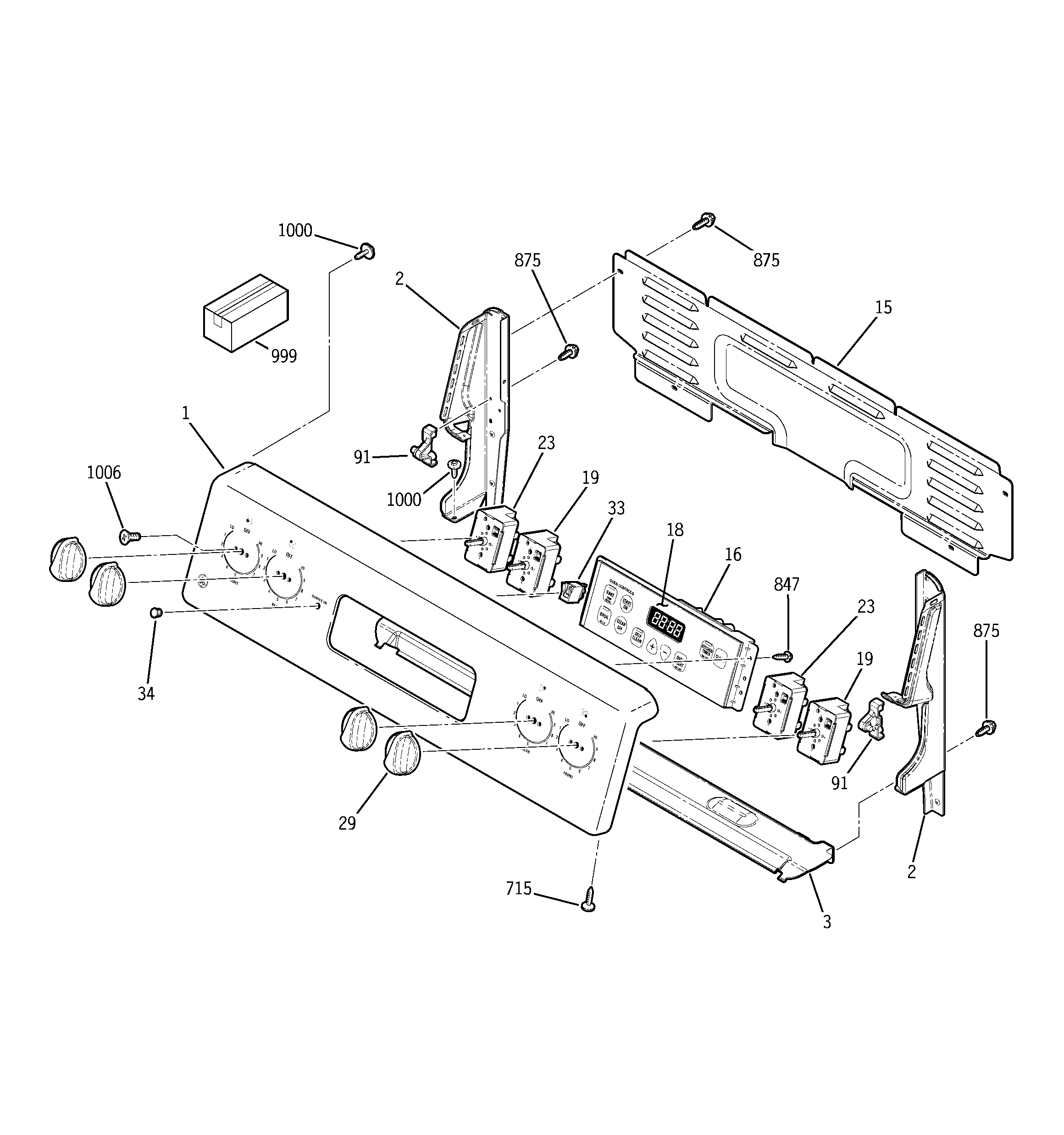 GE JBP25DK3CT control panel diagram