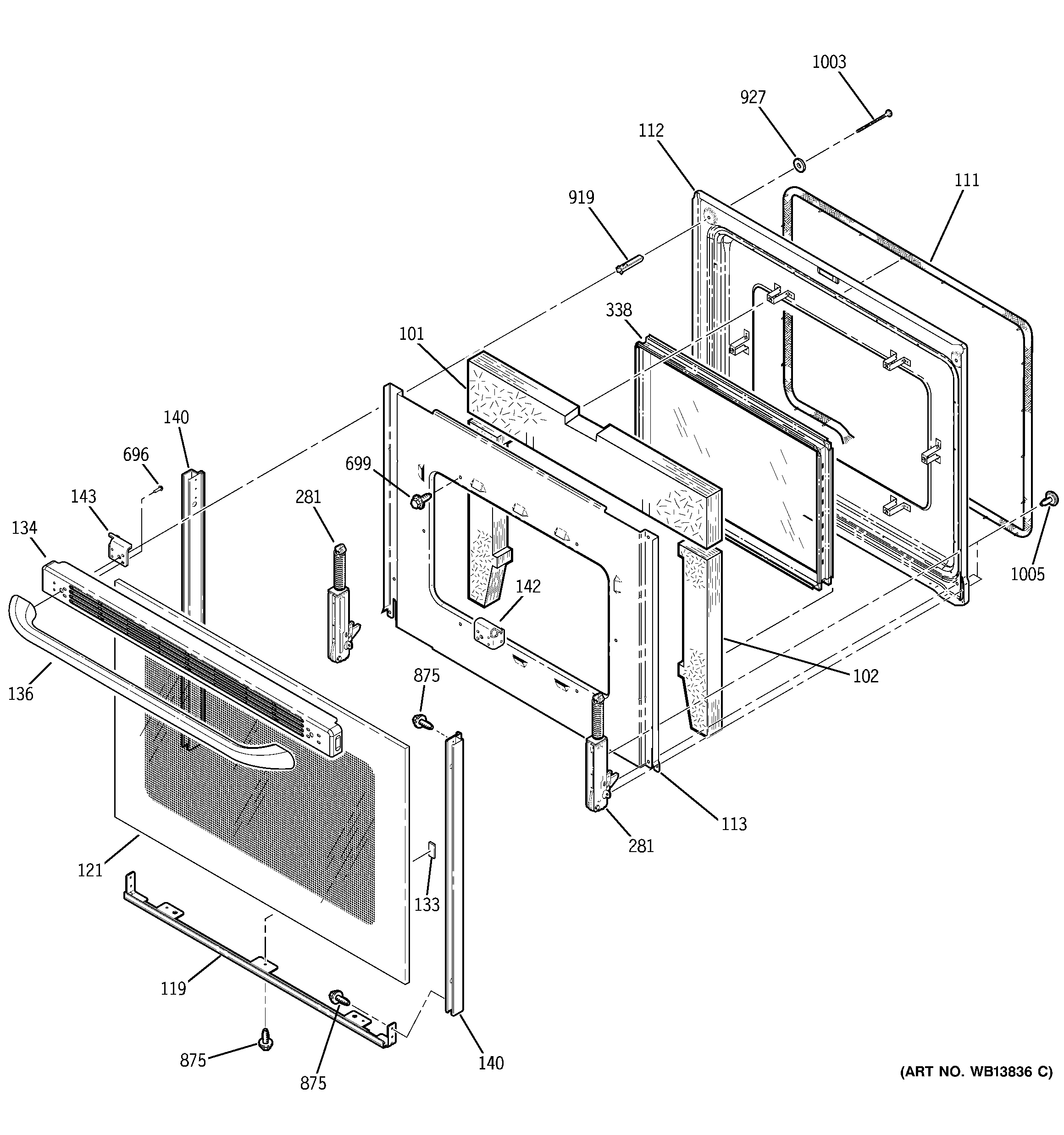 GE JBP25DK3CT door diagram