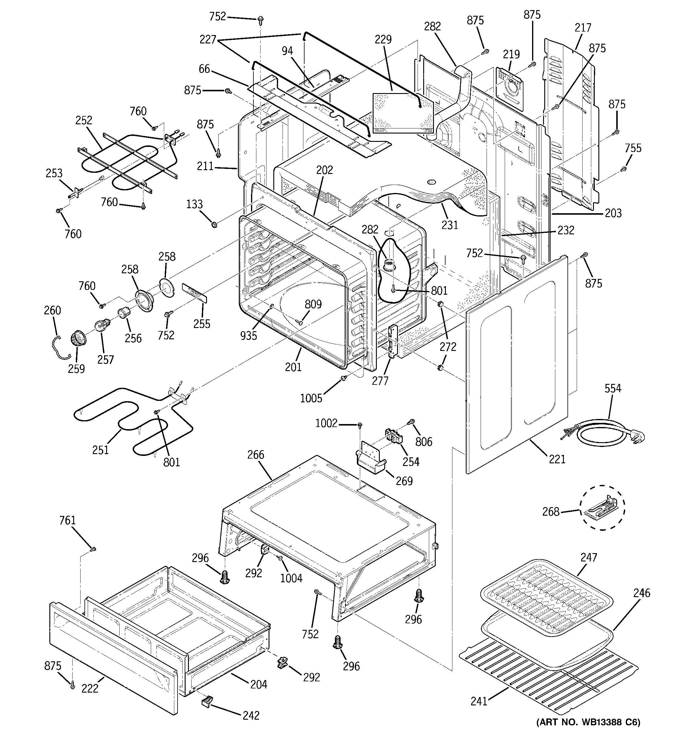 GE JCBP78WK3WW body parts diagram