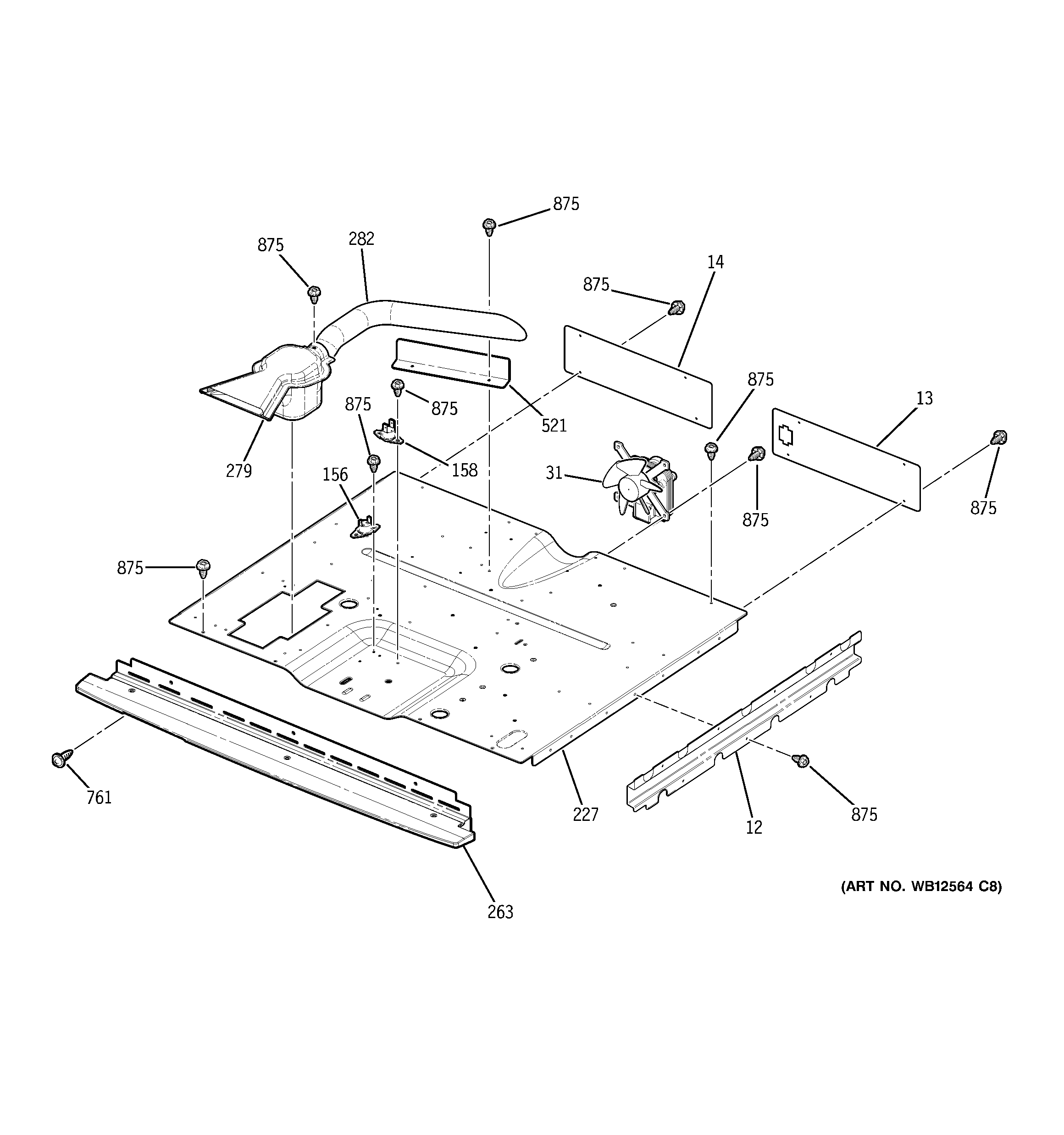 GE JKP48CF6CC center spacer diagram